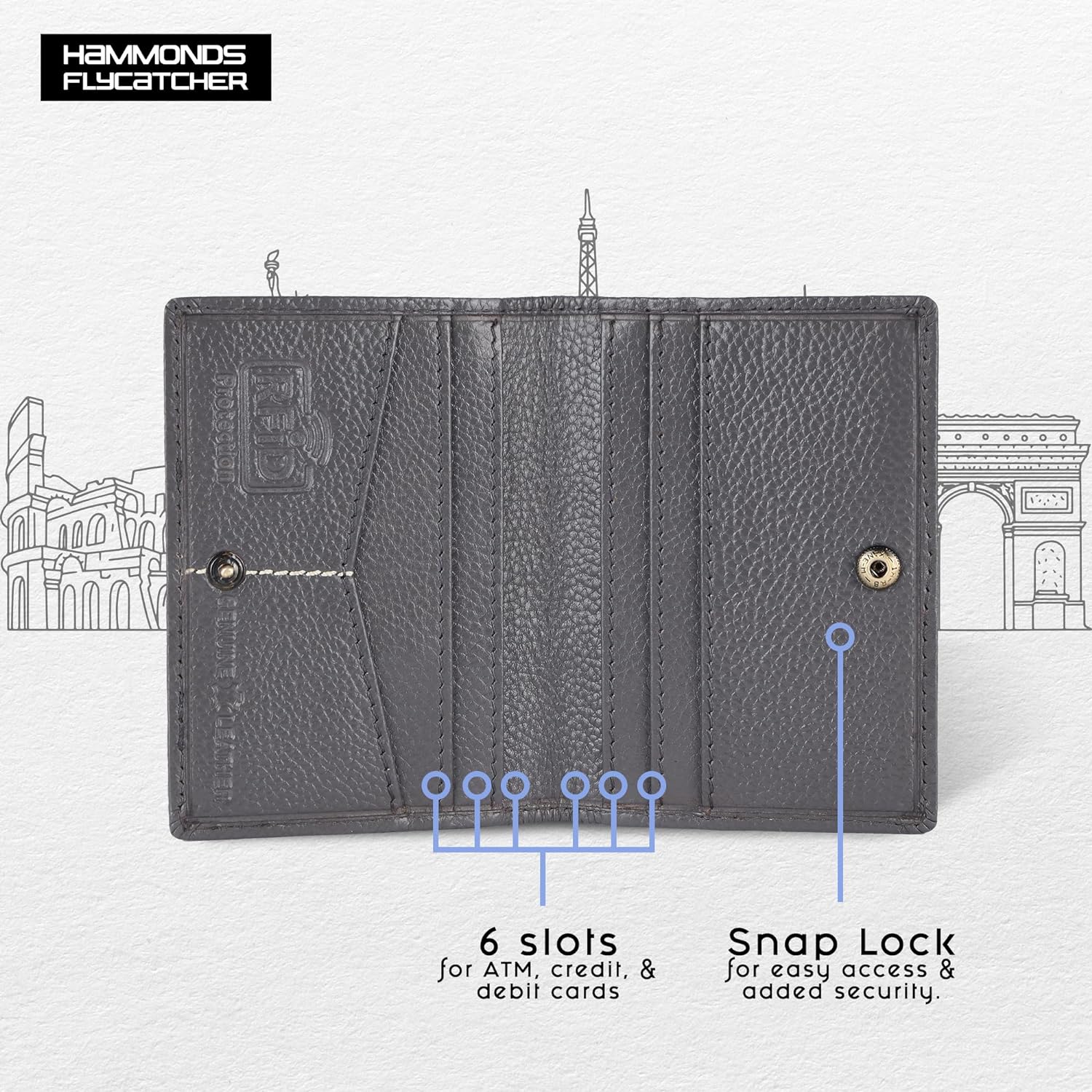 Card Holder Wallet for Men and Women - Genuine Leather - RFID Protected - 6 Slots for ATM Credit/Debit Card - Image 21