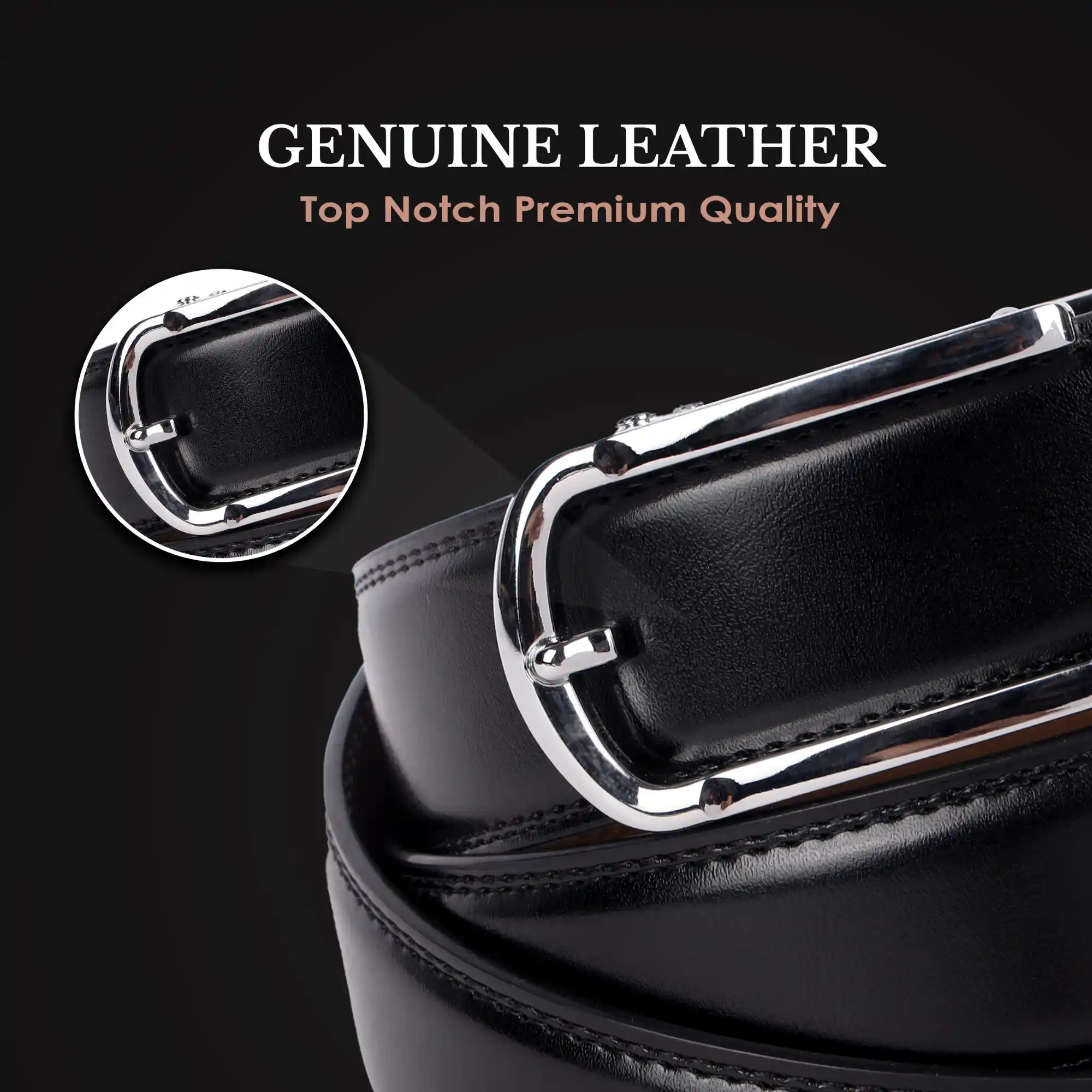 Genuine Leather Belts for Men, Autolock Micro Adjustable Ratchet Track Leather Belt for Men, Formal & Casual Leather Belt - Image 7