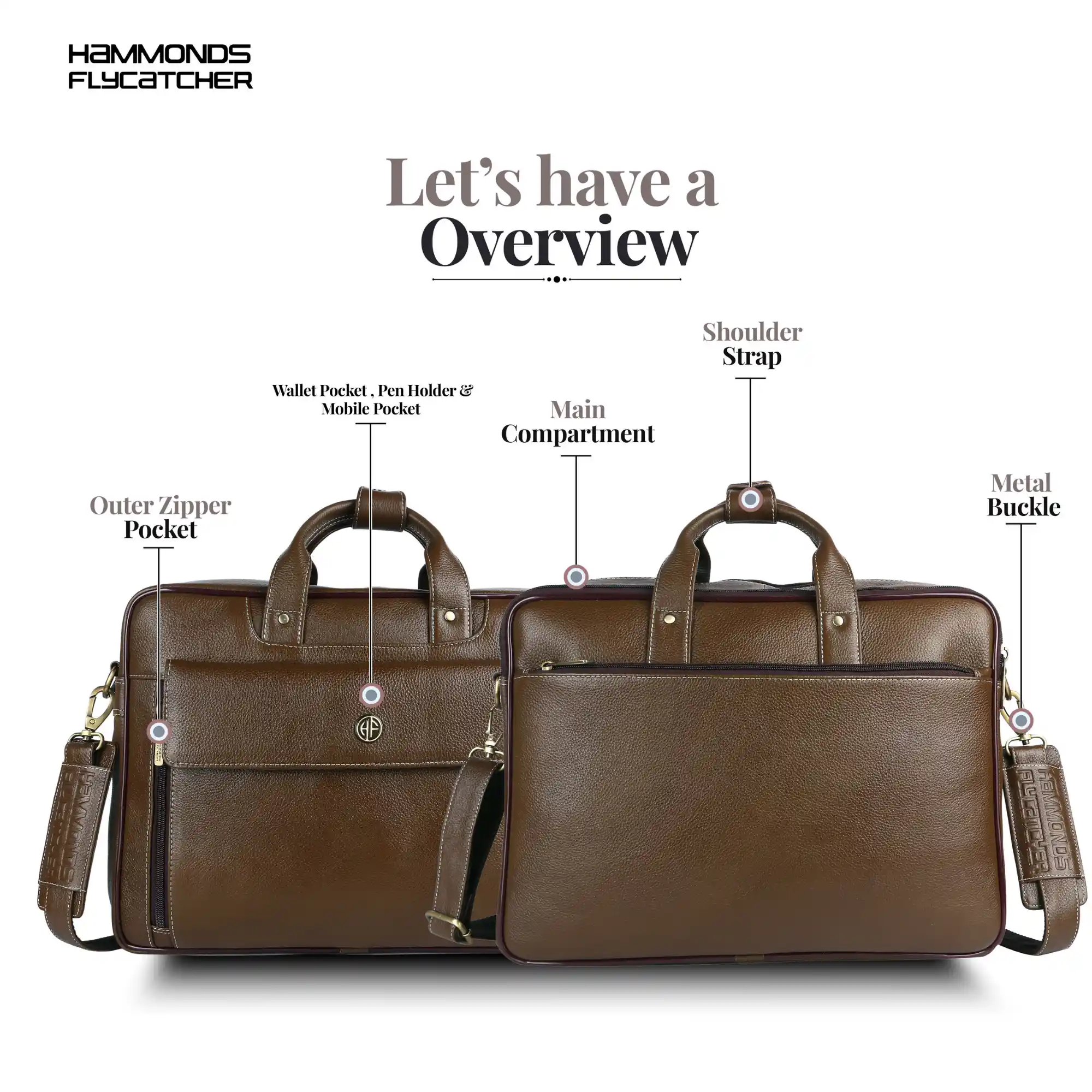 Genuine Leather Expandable Laptop Bag for Men with Adjustable Strap - Fits Upto 15.6" Laptop/MacBook - 1 Year Warranty - Image 12