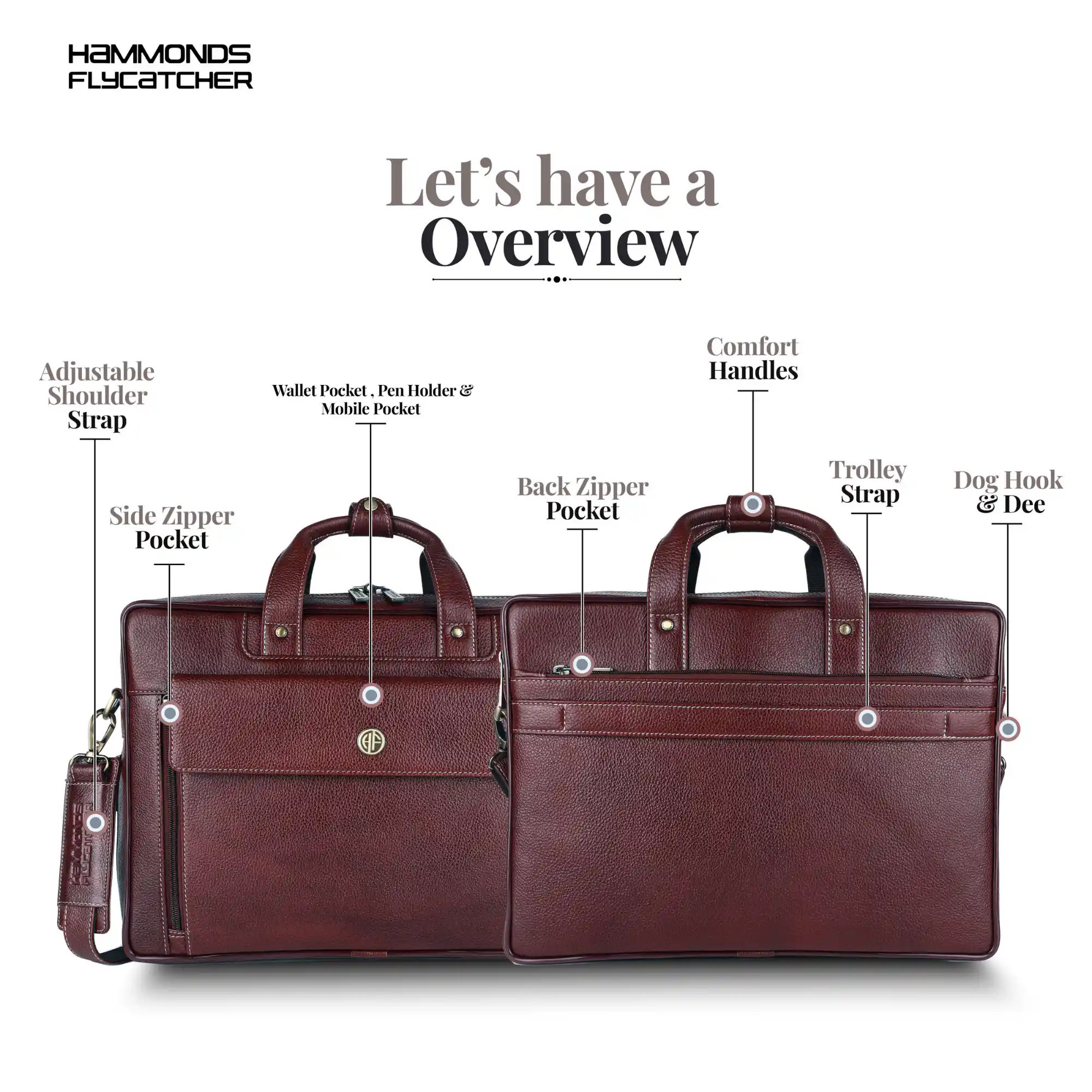 Genuine Leather Expandable Laptop Bag for Men with Adjustable Strap - Fits Upto 15.6" Laptop/MacBook - 1 Year Warranty - Image 3