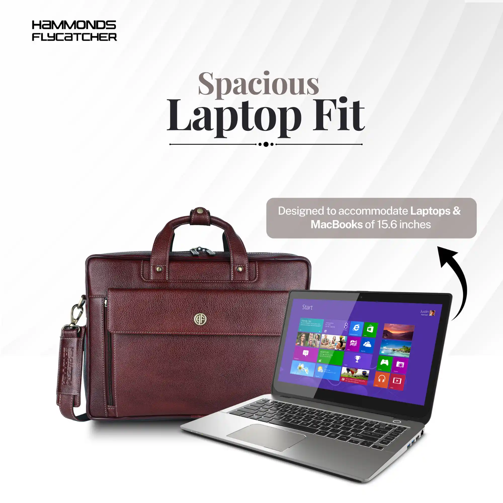 Genuine Leather Expandable Laptop Bag for Men with Adjustable Strap - Fits Upto 15.6" Laptop/MacBook - 1 Year Warranty - Image 7