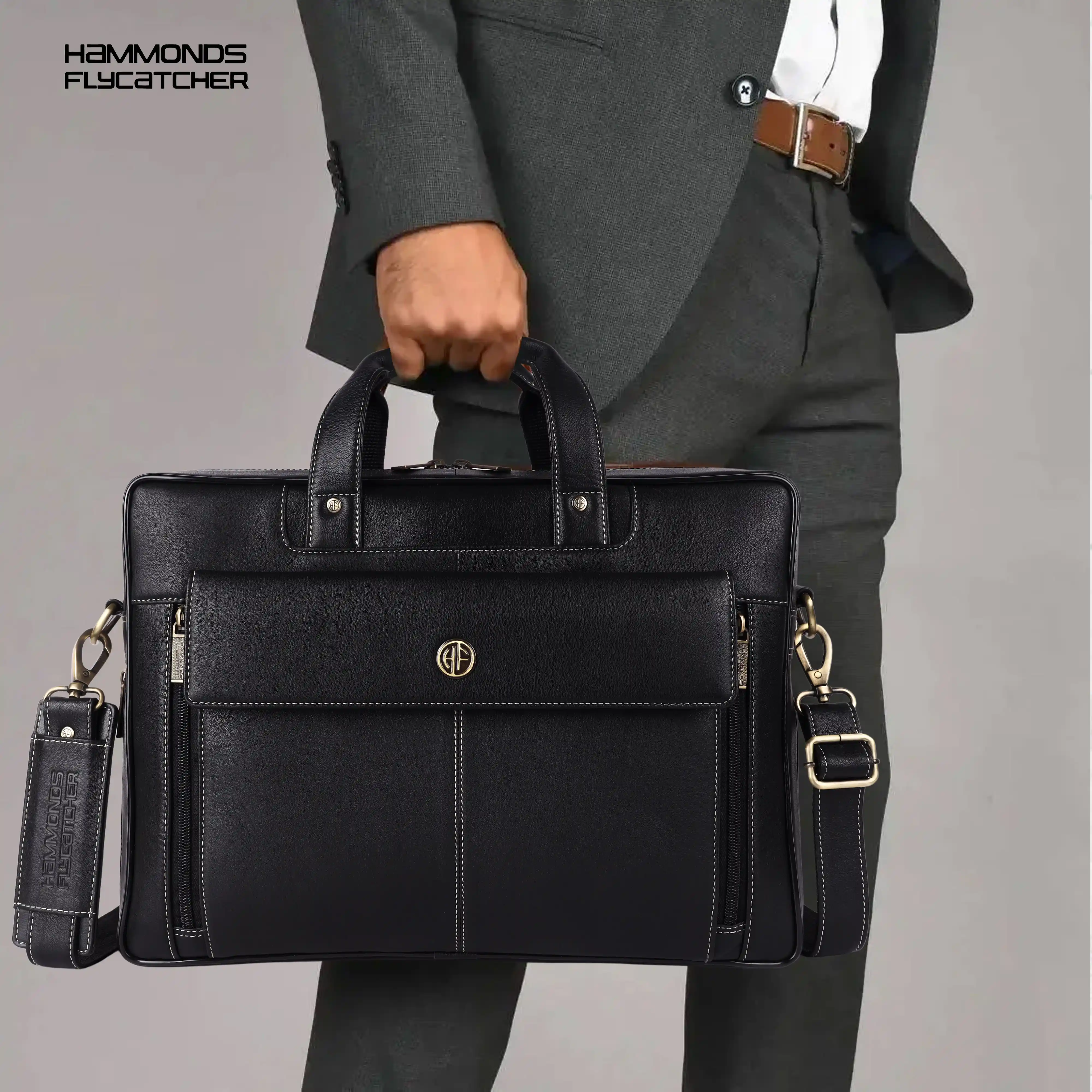 Genuine Leather Expandable Laptop Bag for Men with Adjustable Strap - Fits Upto 15.6" Laptop/MacBook - 1 Year Warranty - Image 70