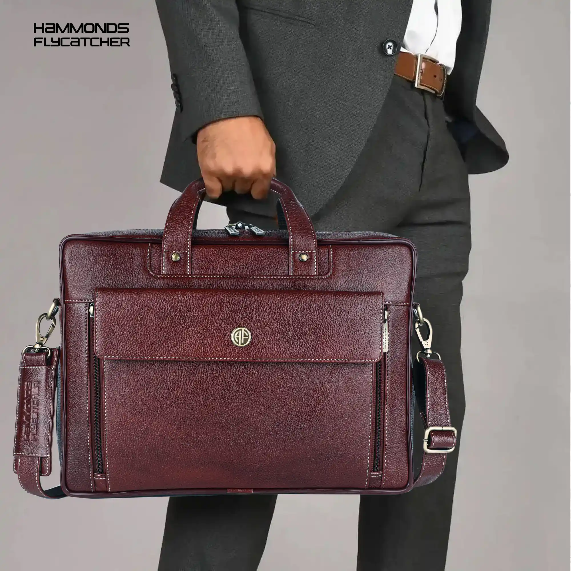 Genuine Leather Expandable Laptop Bag for Men with Adjustable Strap - Fits Upto 15.6" Laptop/MacBook - 1 Year Warranty - Image 9