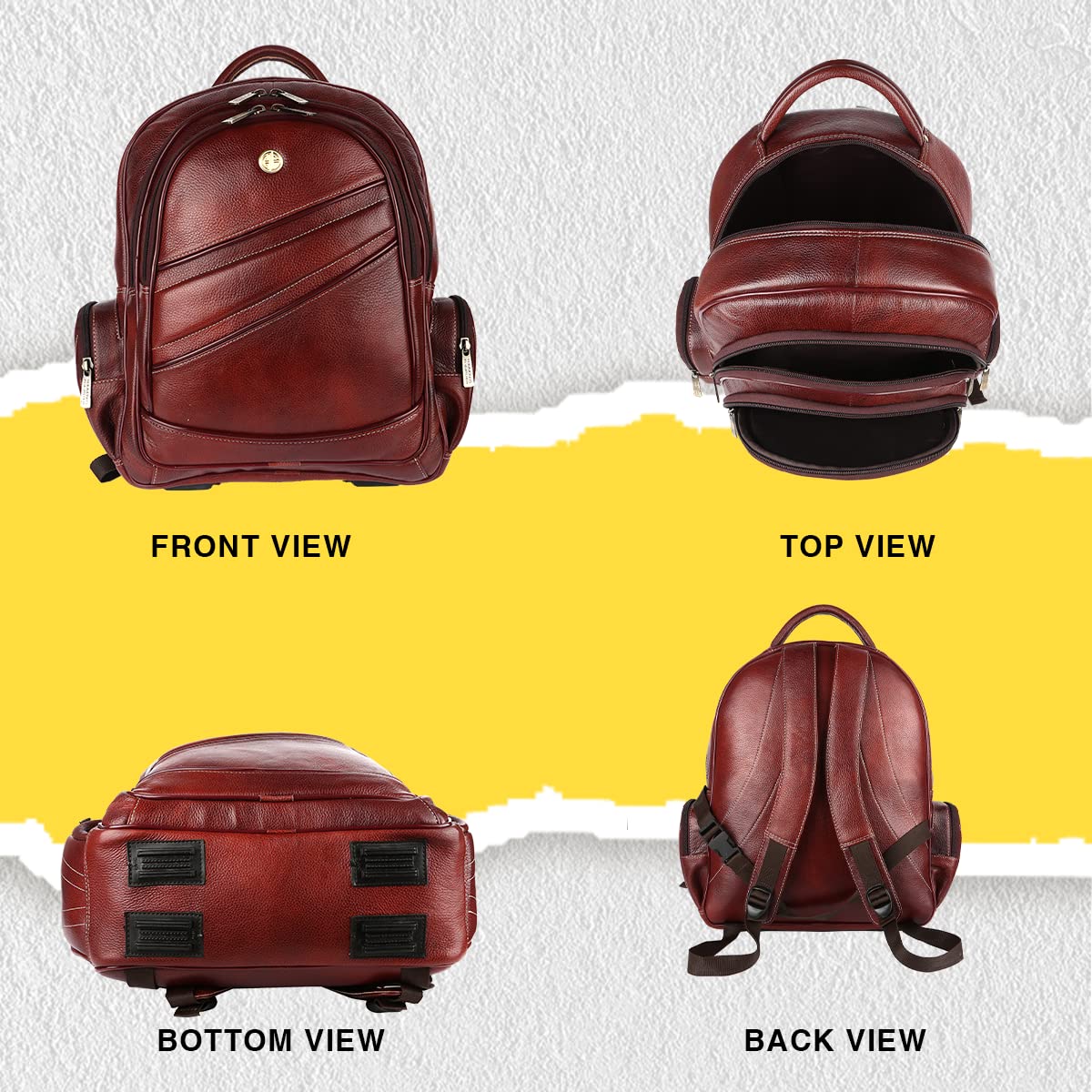 Genuine Leather Laptop Backpack with Multiple Compartments - Fits up to 16 Inch Laptop/MacBook - Image 3