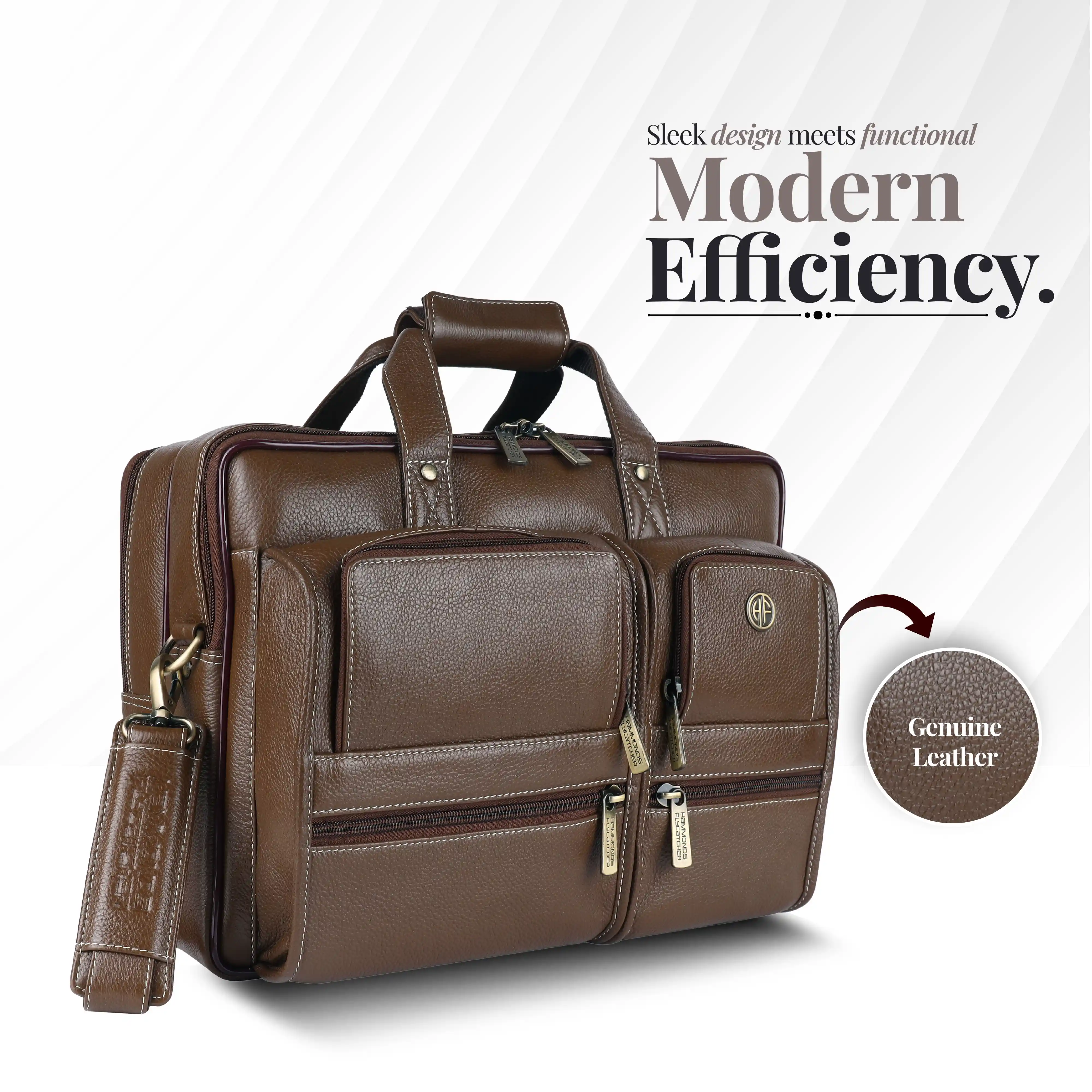 Genuine Leather Office Bag for Men - Fits Up to 15.6 Inch Laptop/MacBook - Image 16