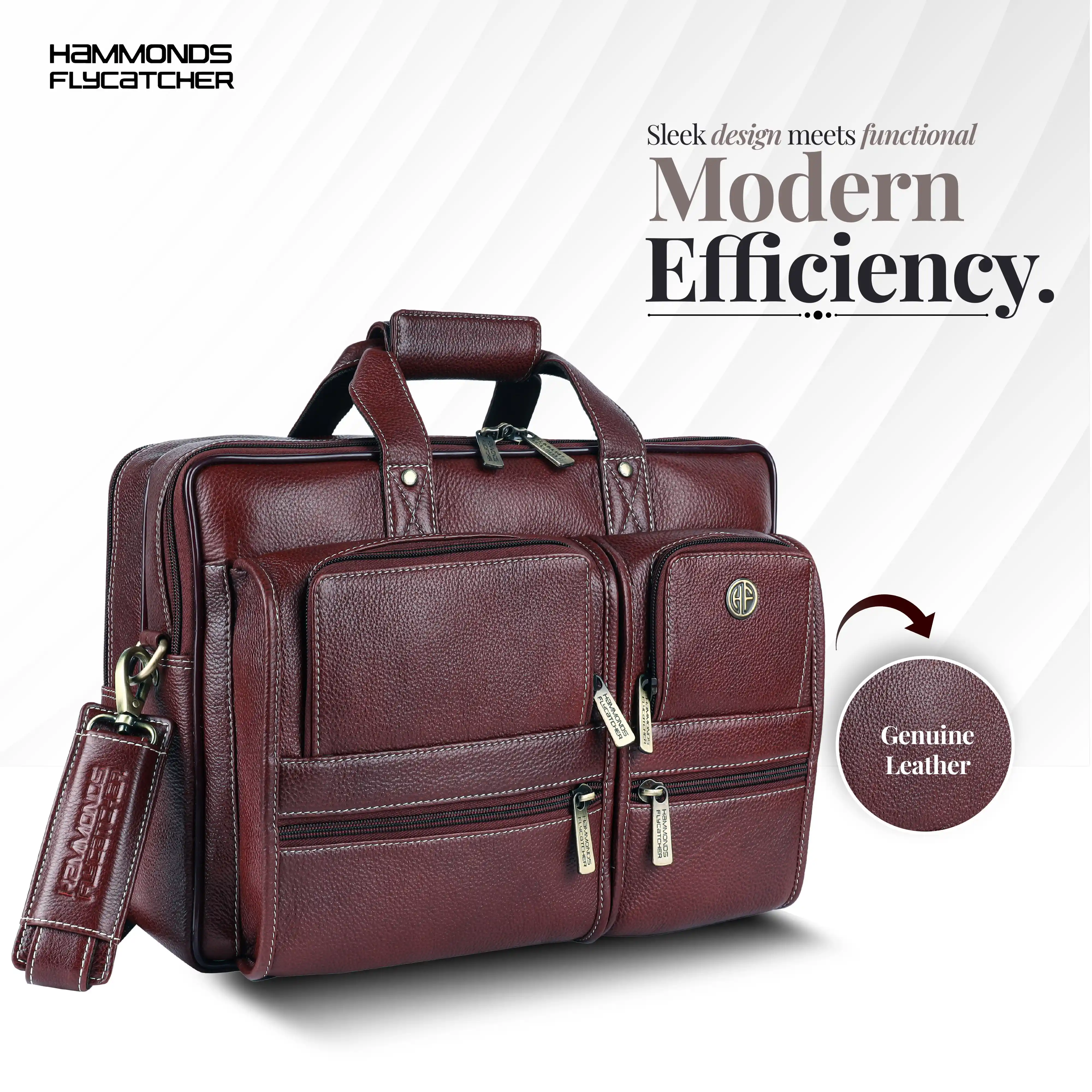 Genuine Leather Office Bag for Men - Fits Up to 15.6 Inch Laptop/MacBook - Image 3