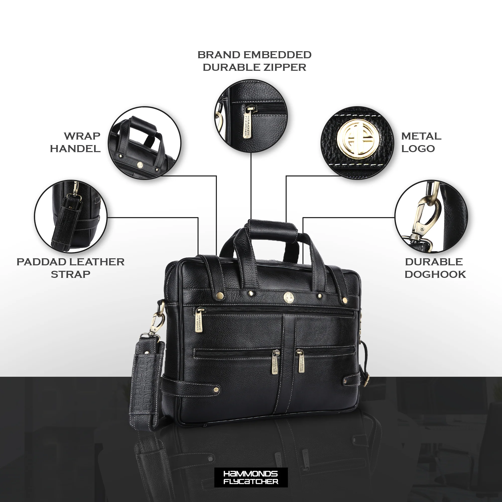 Branded Laptop Bag for Men - Genuine Leather - Fits Up to 15.6 Inch Laptop/MacBook - 1 Year Warranty - Image 11