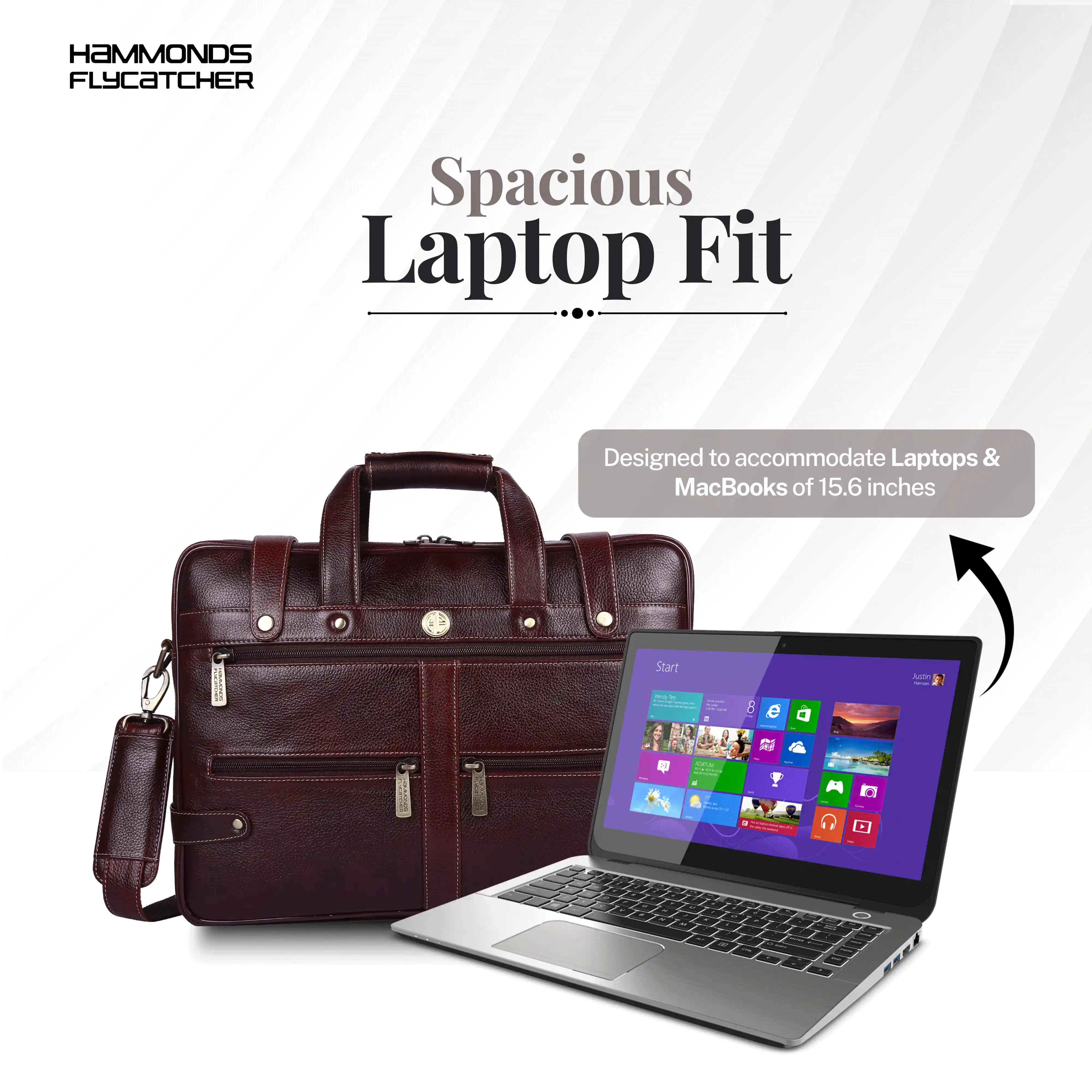 Branded Laptop Bag for Men - Genuine Leather - Fits Up to 15.6 Inch Laptop/MacBook - 1 Year Warranty - Image 6