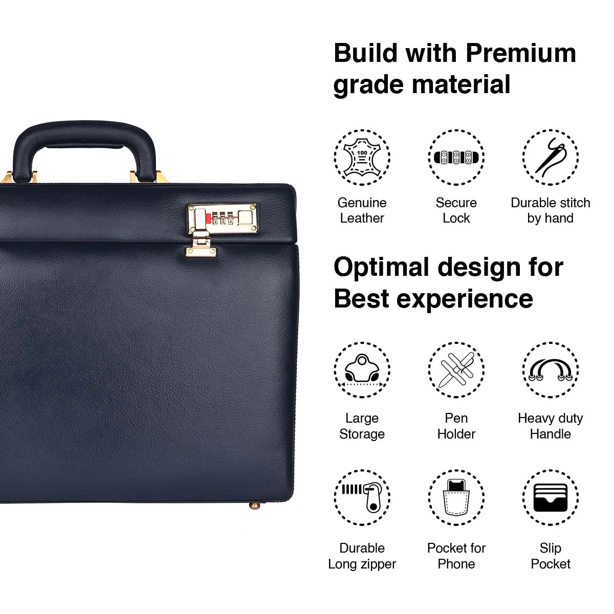 Briefcase for Men - Genuine Leather Office Briefcase - Black, Spacious Suitcase for Documents Storage, Dual - Image 14