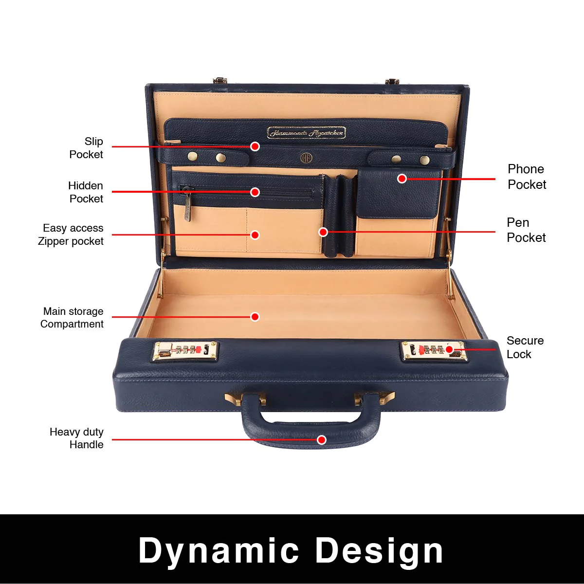 Briefcase for Men - Genuine Leather Office Briefcase - Black, Spacious Suitcase for Documents Storage, Dual - Image 15
