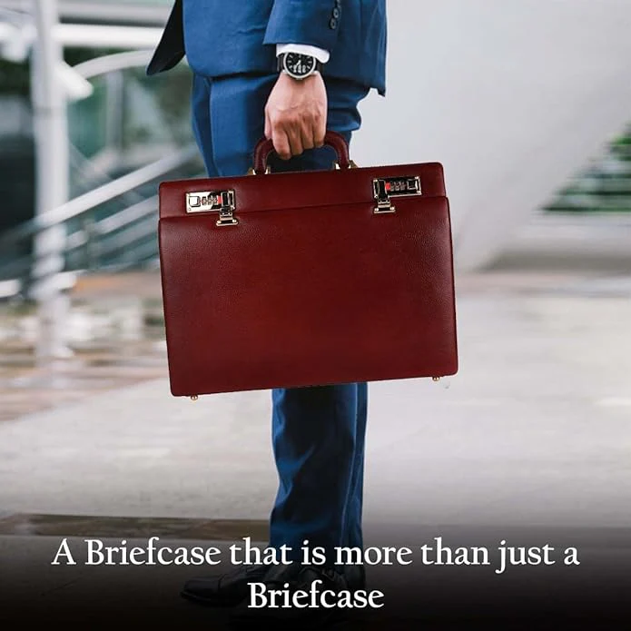 Briefcase for Men - Genuine Leather Office Briefcase - Black, Spacious Suitcase for Documents Storage, Dual - Image 7