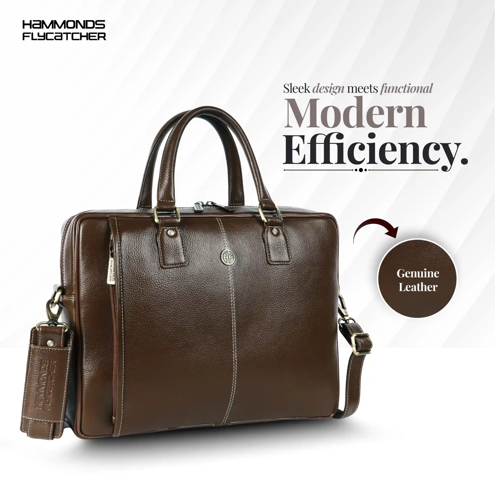 Genuine Leather Laptop Bag for Men - Office Bag, Brushwood - Fits Up to 15.6 Inch Laptop/MacBook - Shoulder - Image 11