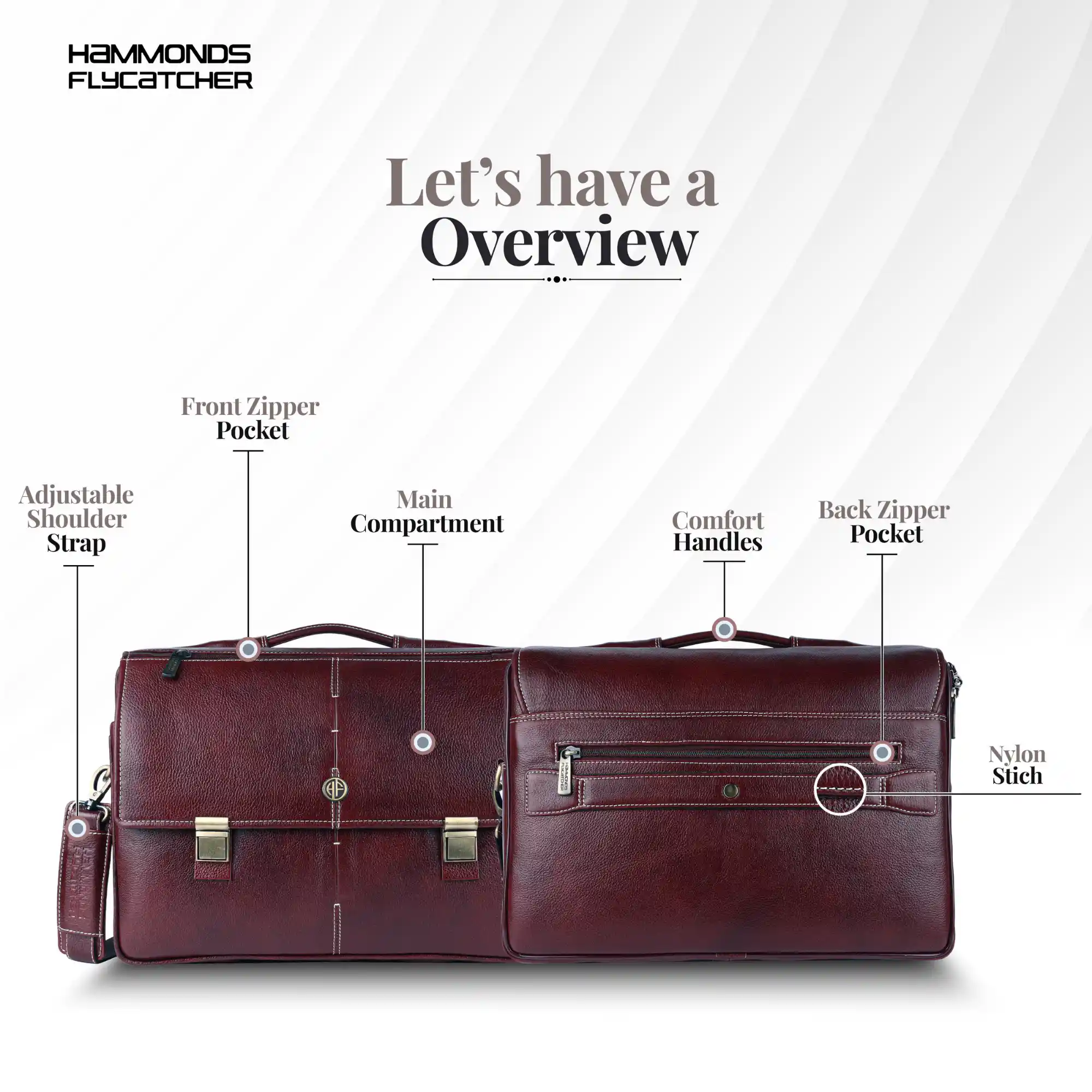 Laptop Bag for Men - Genuine Leather Office Bag, Brown Messenger Bag - Fits 14/15.6 Inch Laptop - Image 3