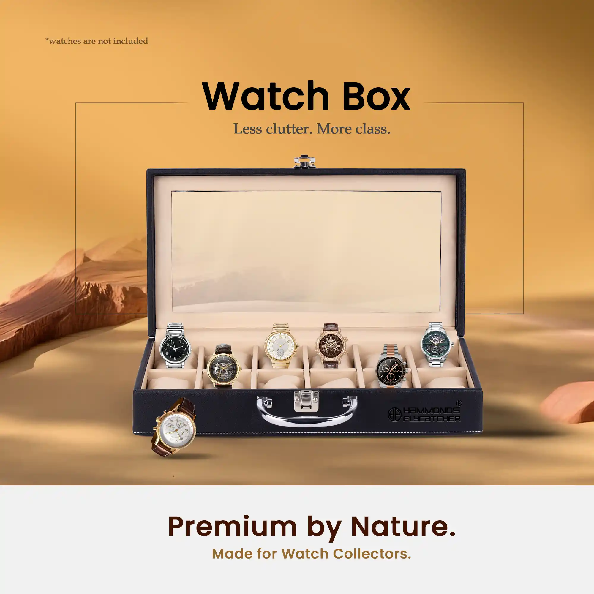 Premium Vegan Leather Men's and Women's Watch Box/Organiser with Glass Window, Gift Ready Luxury Watches Display Case for Collectors - Image 10
