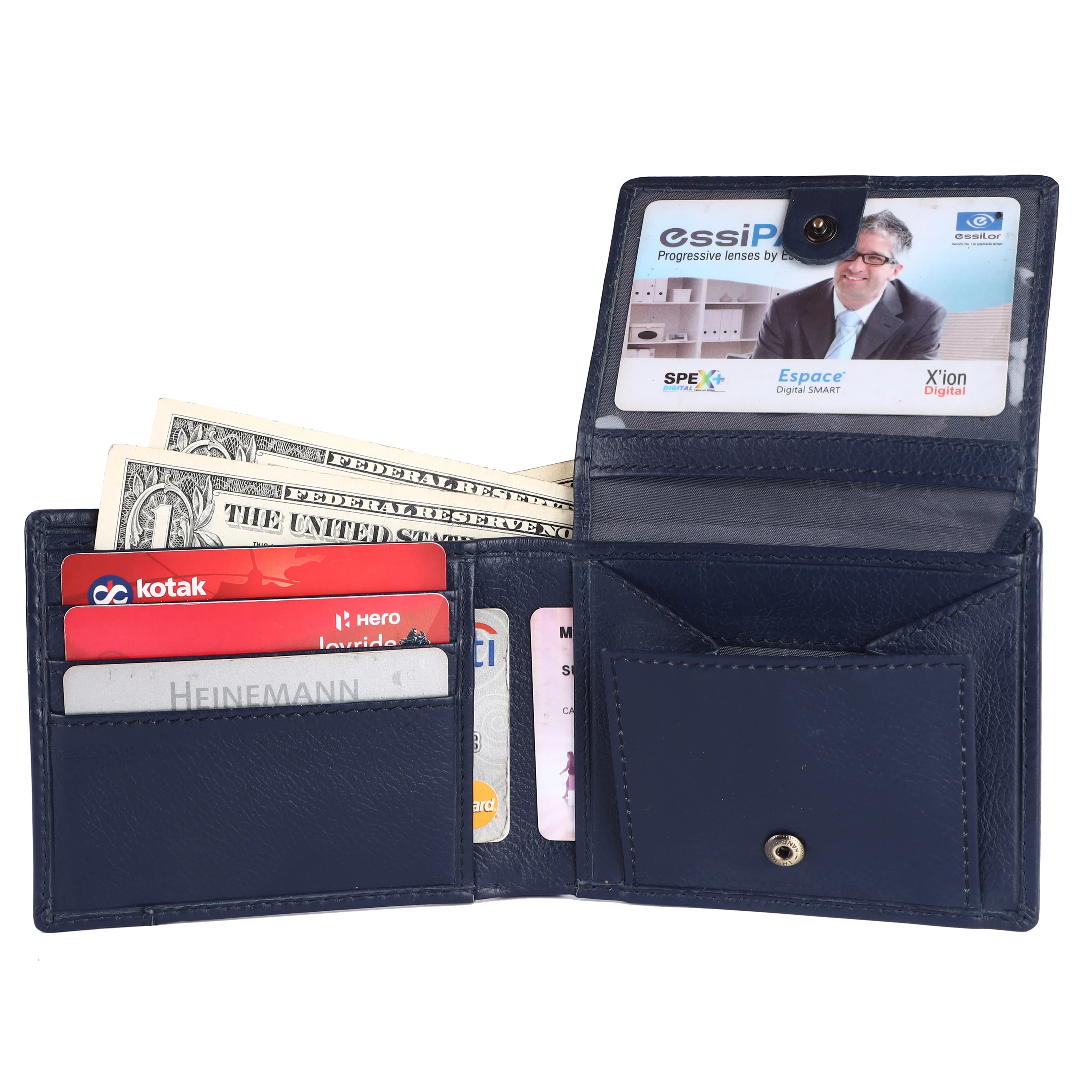 Wallet for Men - Blue | Genuine Leather Bifold Money Wallet | RFID Protected Wallets for Men| 6 ATM - Image 4