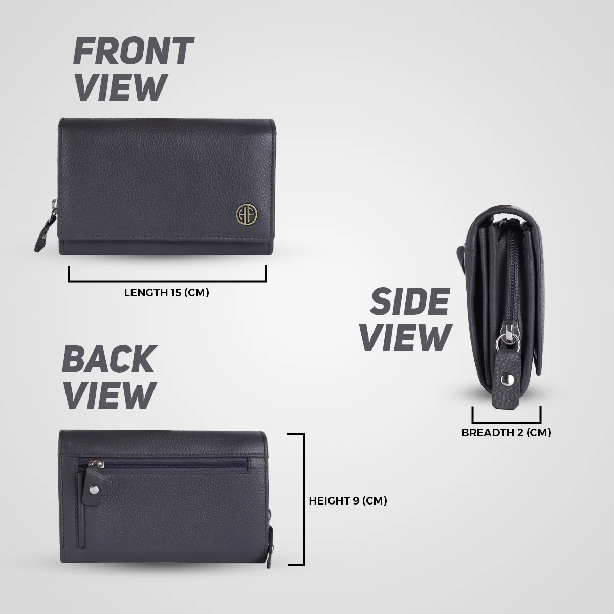 Ladies Leather Purse - RFID Protected, 8 Card Slots, 5 Compartments, Button Closure - For Daily Use - Image 11