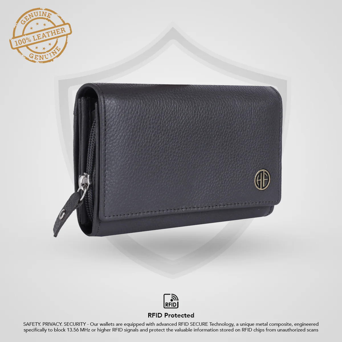 Ladies Leather Purse - RFID Protected, 8 Card Slots, 5 Compartments, Button Closure - For Daily Use - Image 13