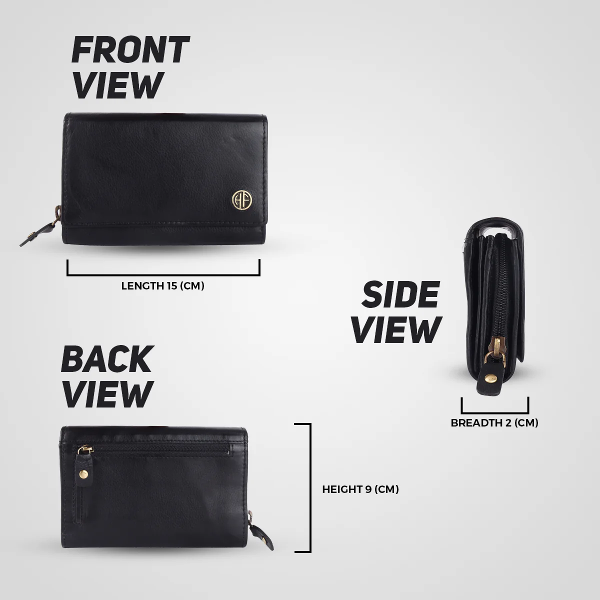 Ladies Leather Purse - RFID Protected, 8 Card Slots, 5 Compartments, Button Closure - For Daily Use - Image 25