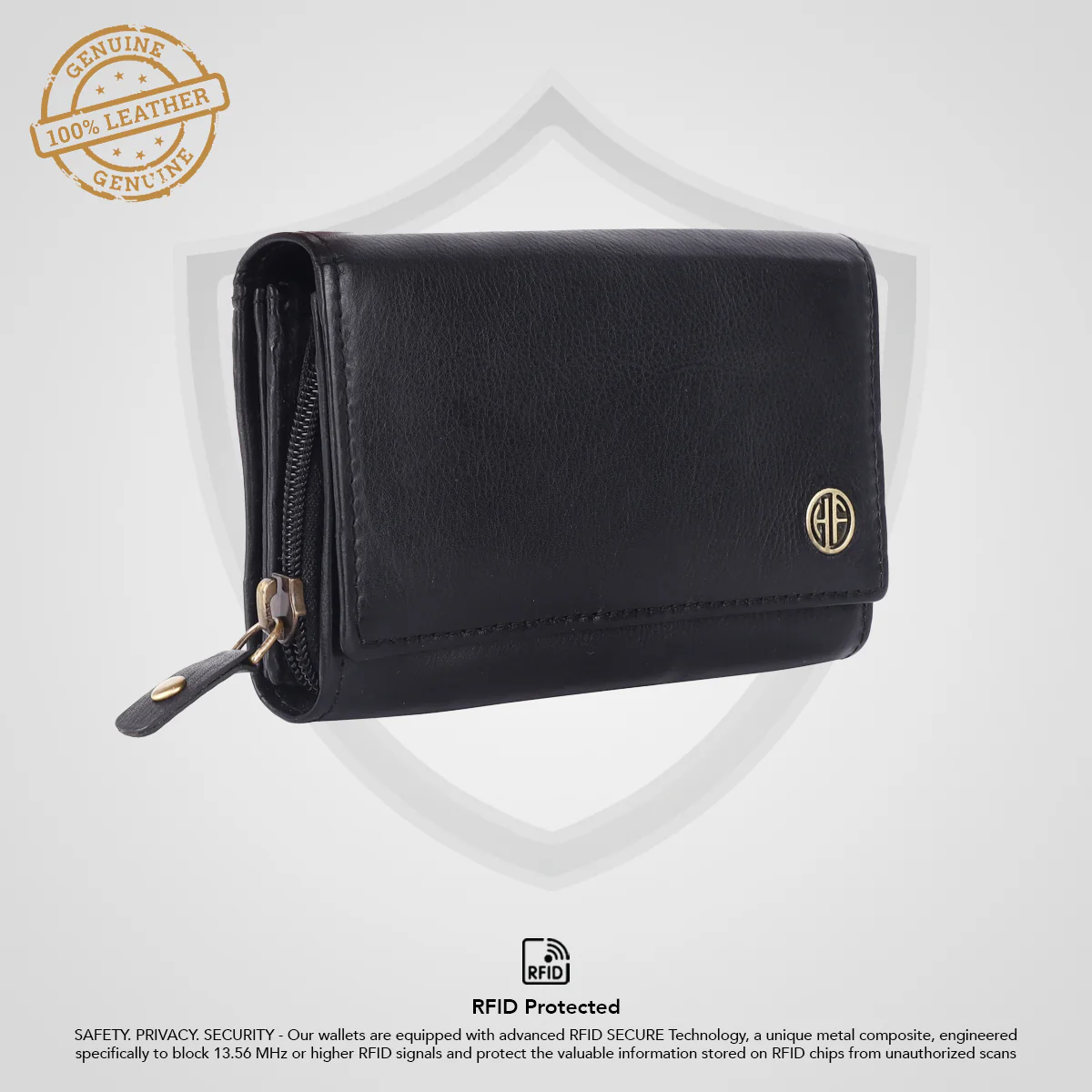Ladies Leather Purse - RFID Protected, 8 Card Slots, 5 Compartments, Button Closure - For Daily Use - Image 27