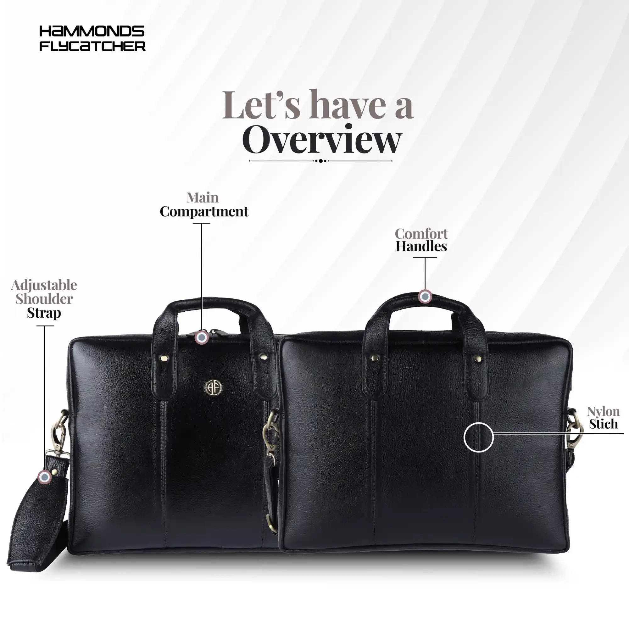 Laptop Bag for Men - Genuine Leather Office Bag - Fits 14/15.6 Inch Laptop - Black - Image 3