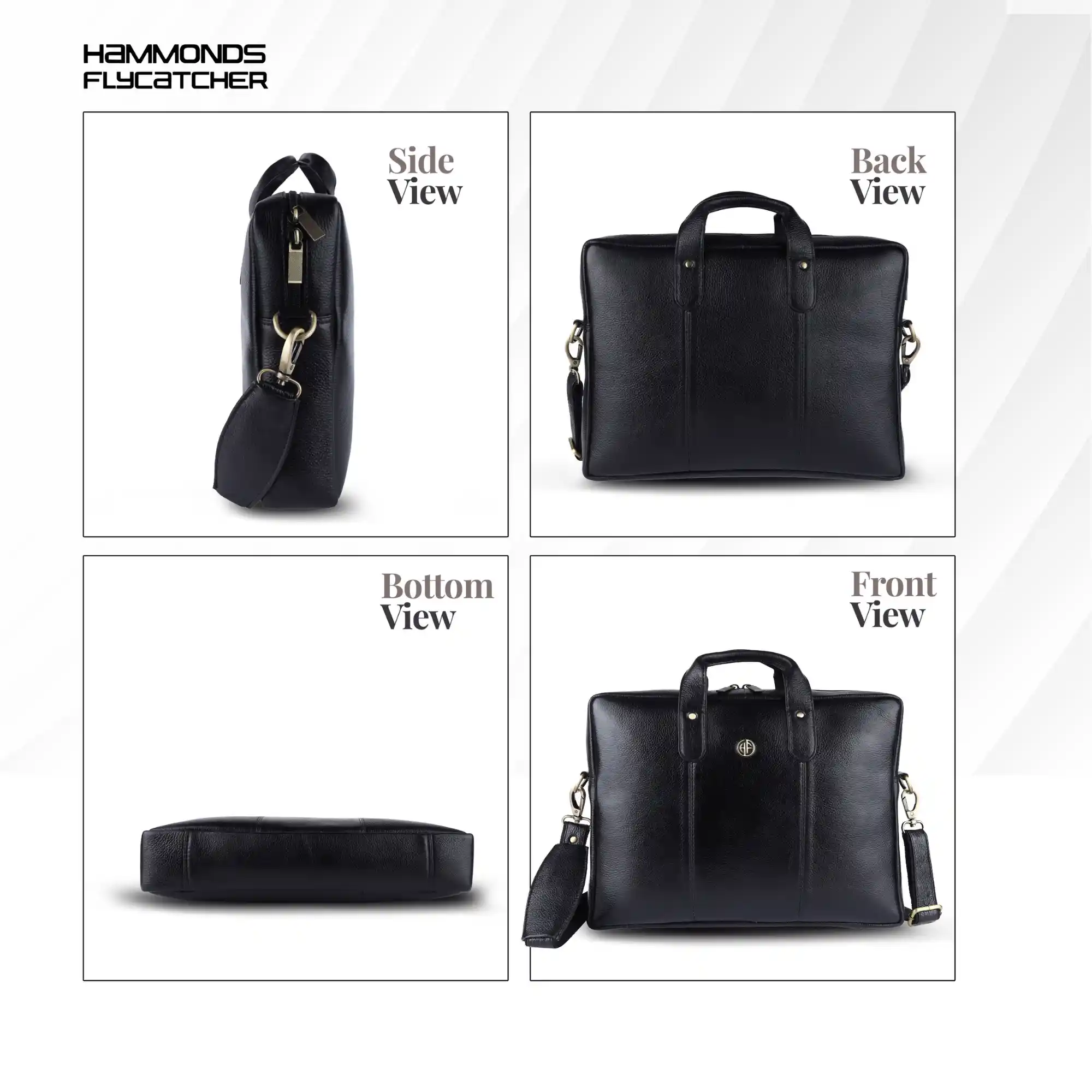 Laptop Bag for Men - Genuine Leather Office Bag - Fits 14/15.6 Inch Laptop - Black - Image 5