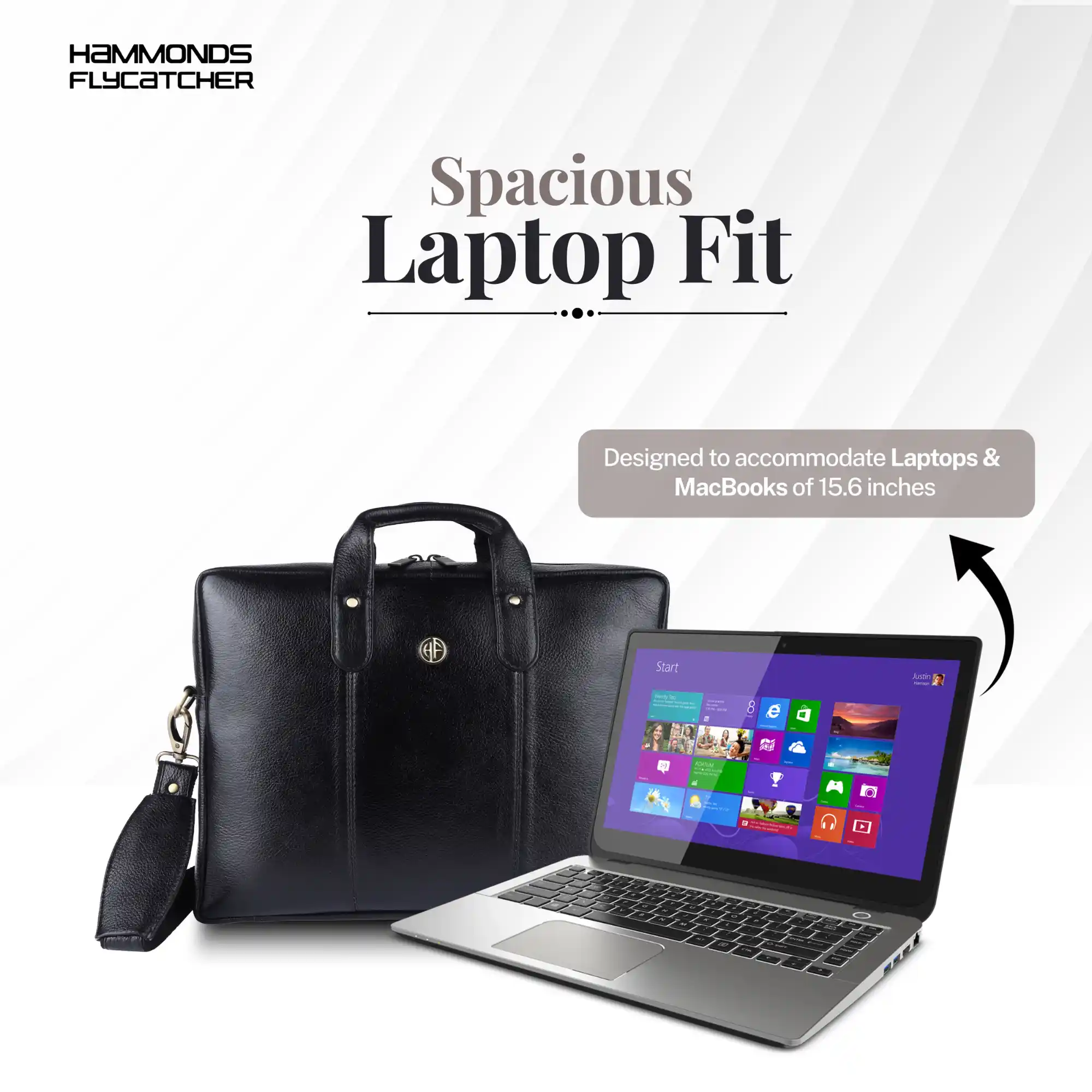 Laptop Bag for Men - Genuine Leather Office Bag - Fits 14/15.6 Inch Laptop - Black - Image 6