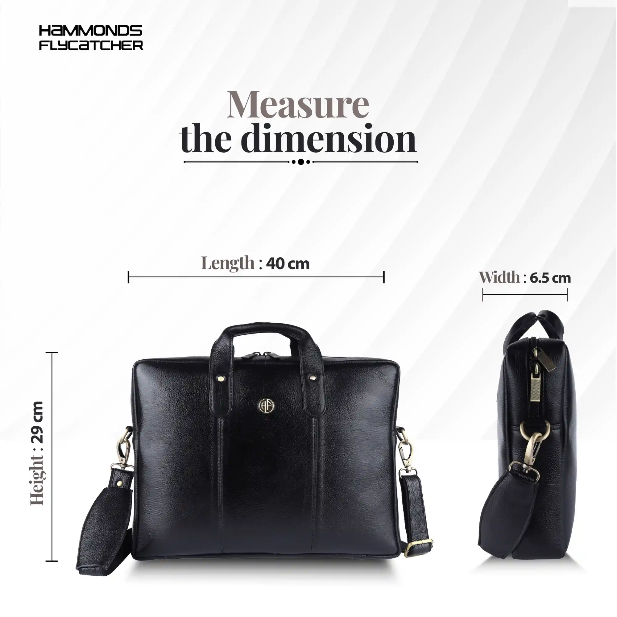 Laptop Bag for Men - Genuine Leather Office Bag - Fits 14/15.6 Inch Laptop - Black - Image 7