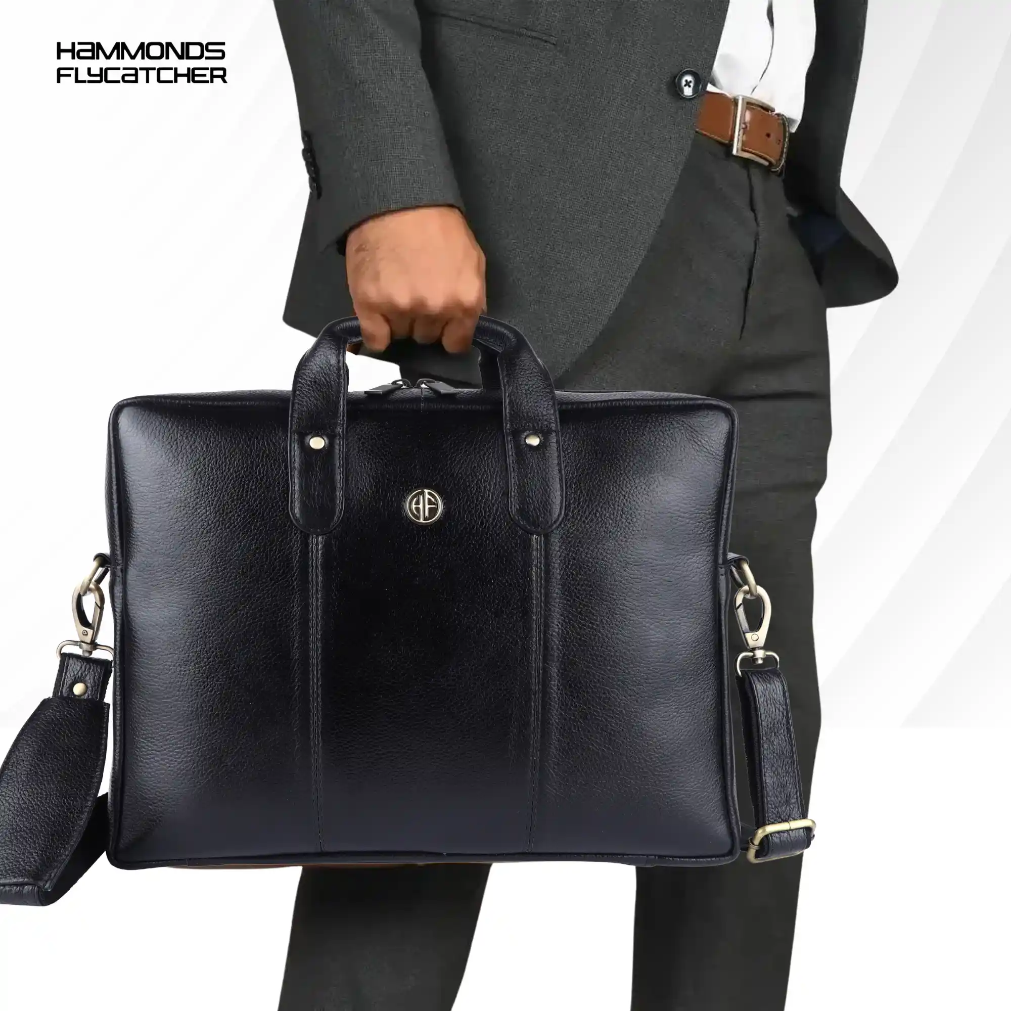 Laptop Bag for Men - Genuine Leather Office Bag - Fits 14/15.6 Inch Laptop - Black - Image 8