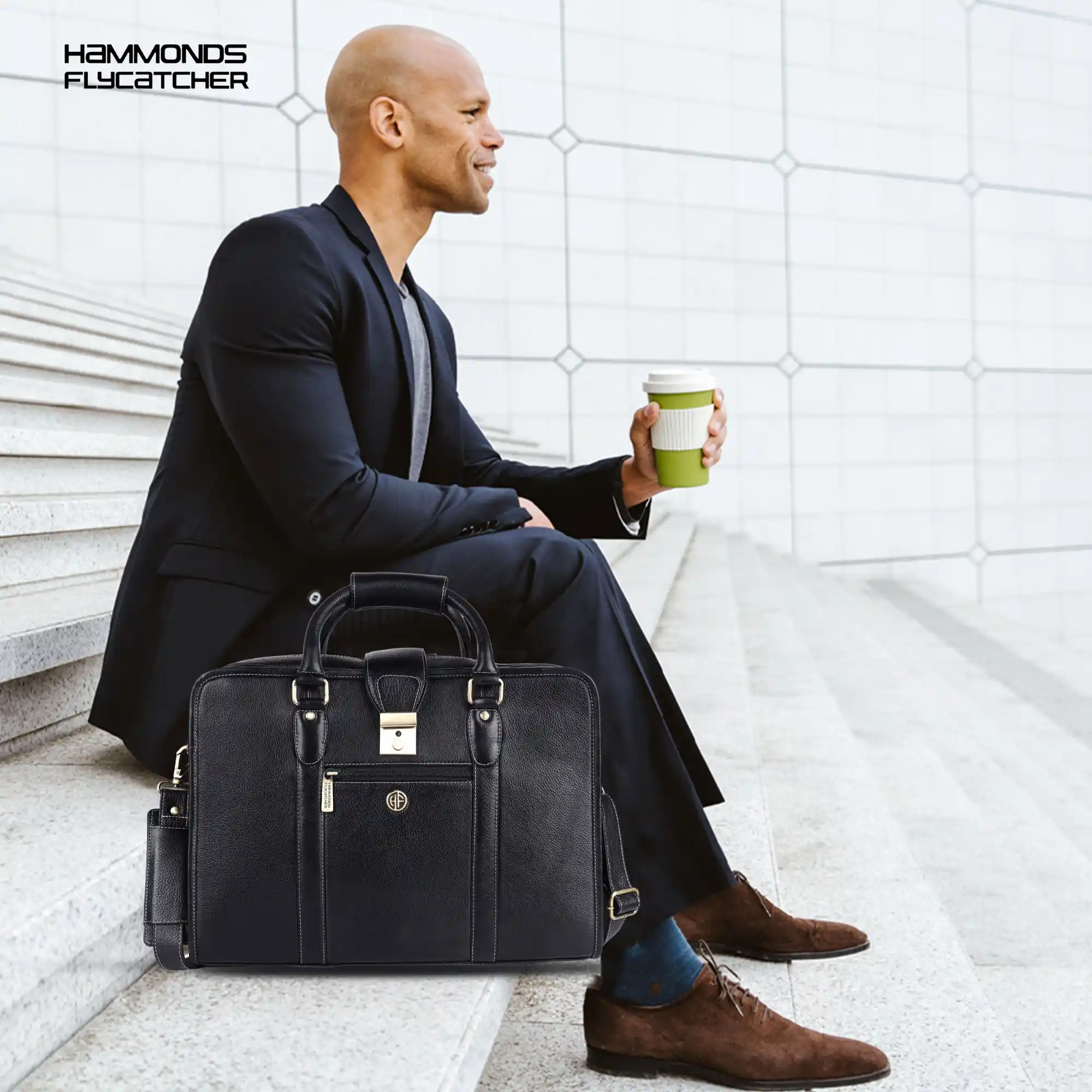 Leather Luxury Laptop Bag For Men With Adjustable & Removable Shoulder Strap - Image 8