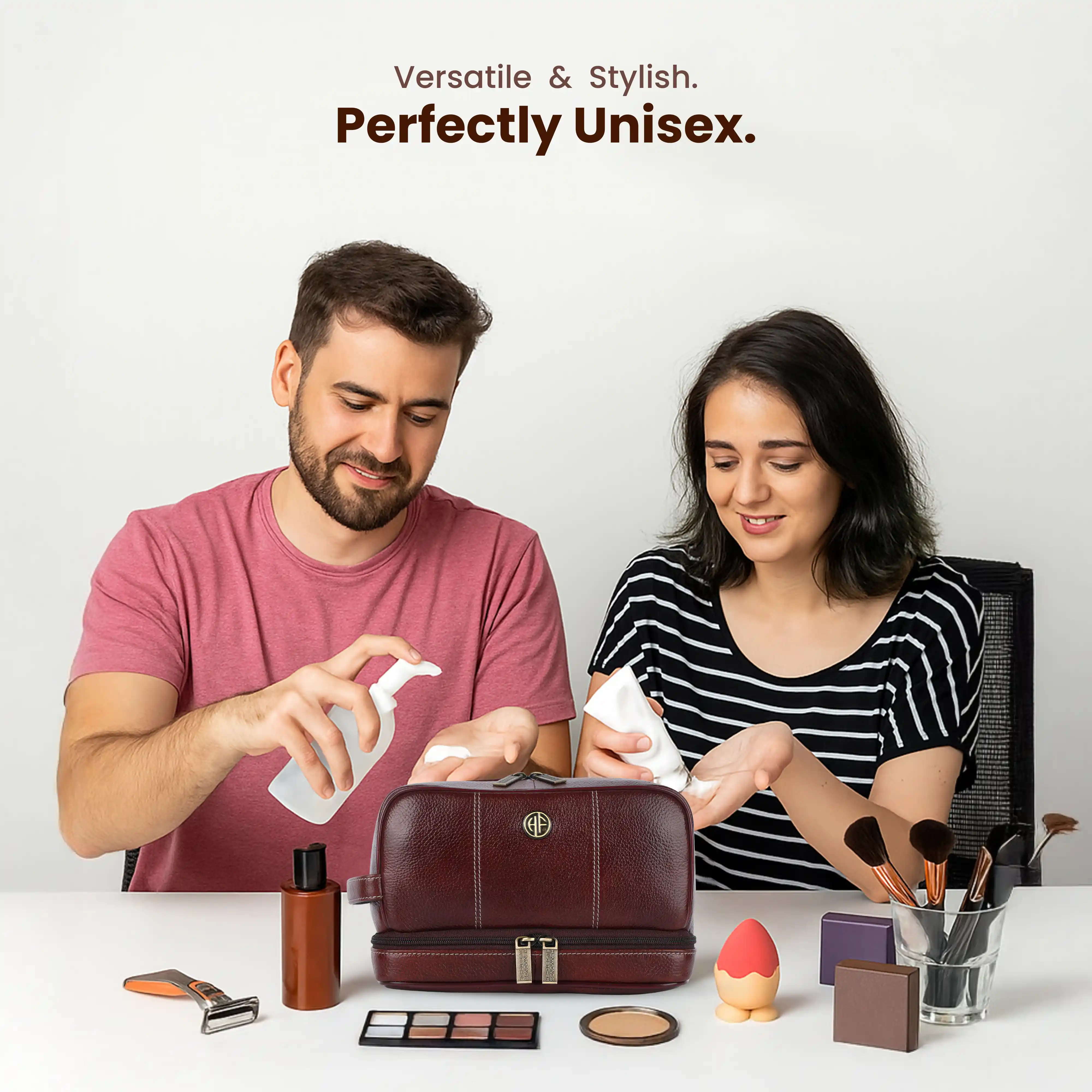 Leather Toiletry Bag for Men and Women - Travel Organizer Kit - Grooming Kit Organizer - Multiple Compartments - Image 11