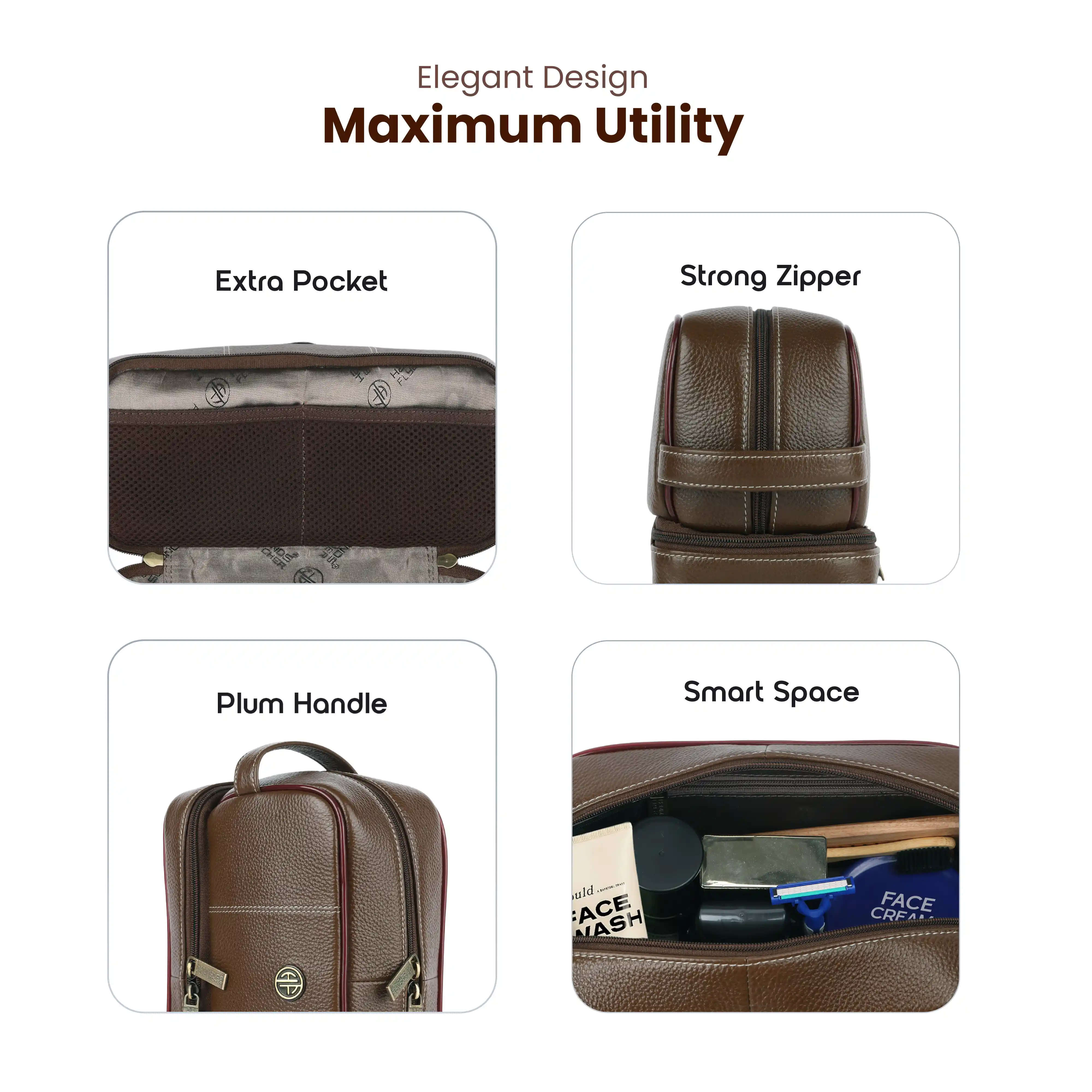 Leather Toiletry Bag for Men and Women - Travel Organizer Kit - Grooming Kit Organizer - Multiple Compartments - Image 16