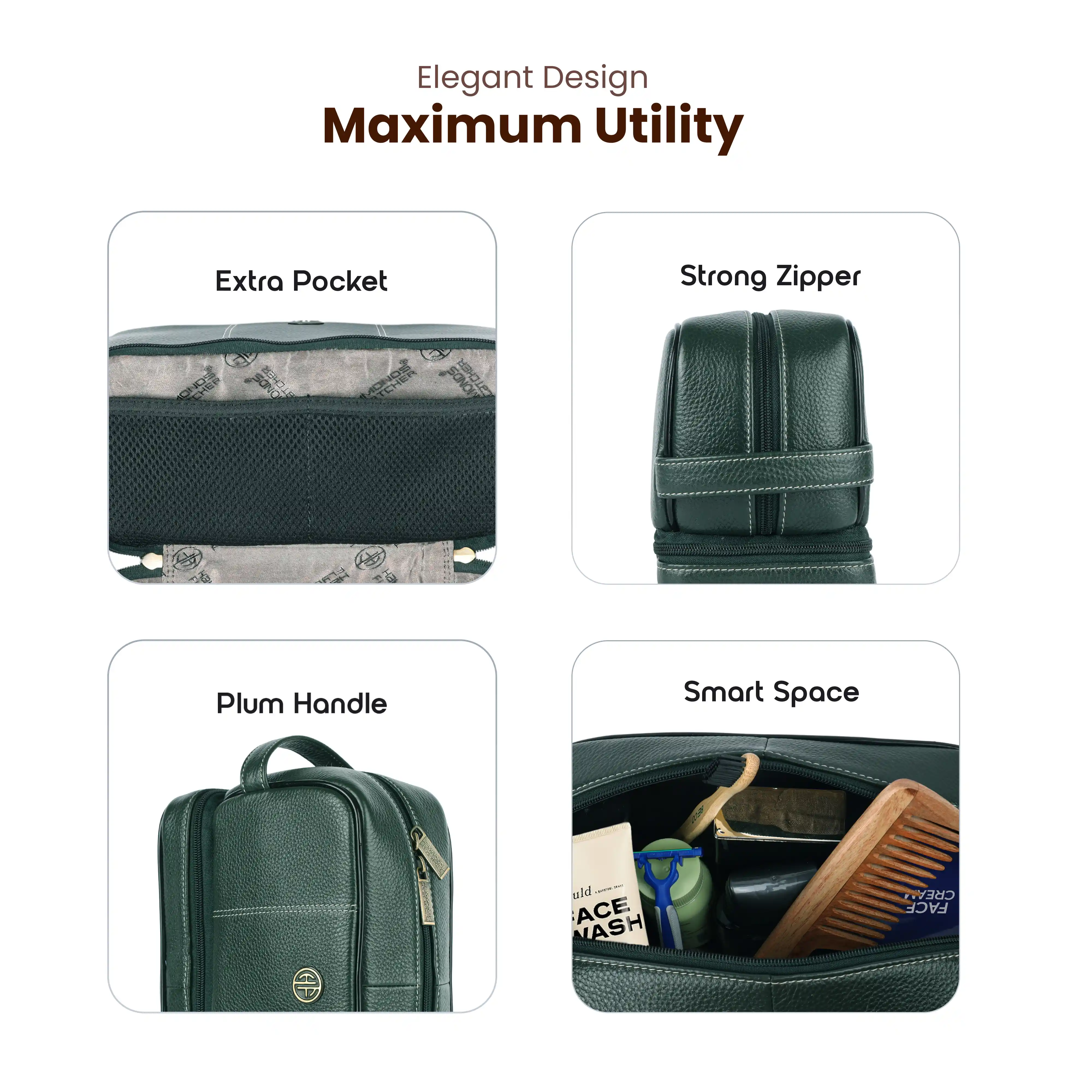 Leather Toiletry Bag for Men and Women - Travel Organizer Kit - Grooming Kit Organizer - Multiple Compartments - Image 40