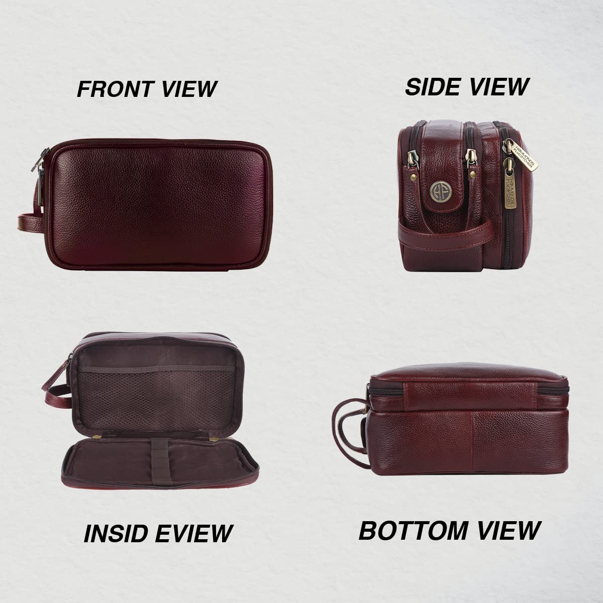Leather Toiletry Travel Kit For Men and Women - Travel Organizer With Multiple Compartments - Image 4