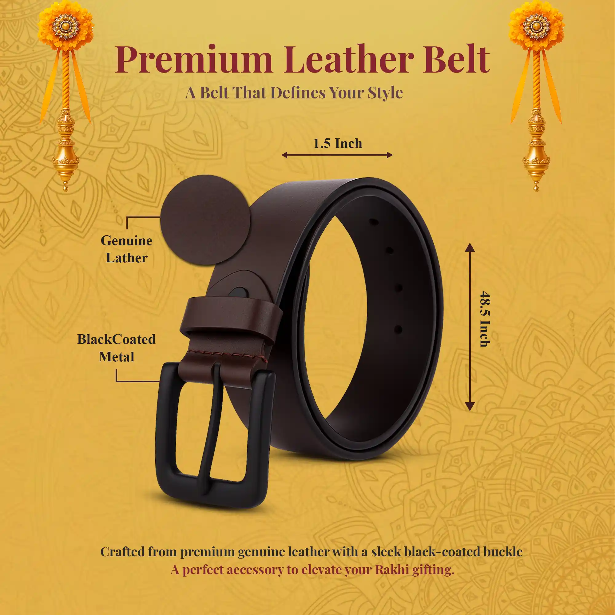 Men's Leather Gift Set Combo: Wallet & Belt - Birthday, Anniversary, Father's Day or Raksha Bandhan Gift - Image 22