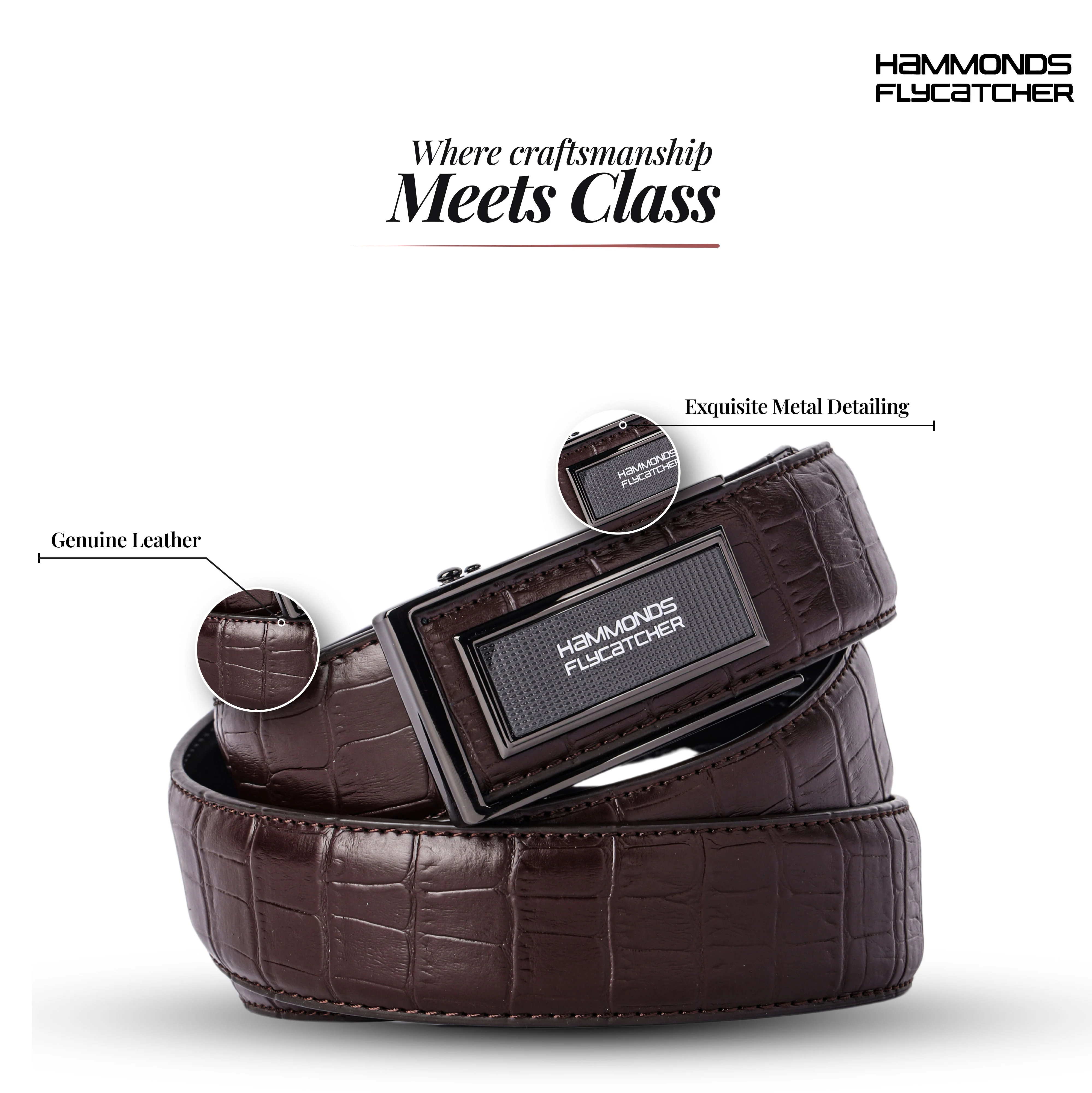Men's Premium Leather Belt with Auto Lock, Slide Lock & Hidden Tail - Stylish Everyday Wear - Image 12