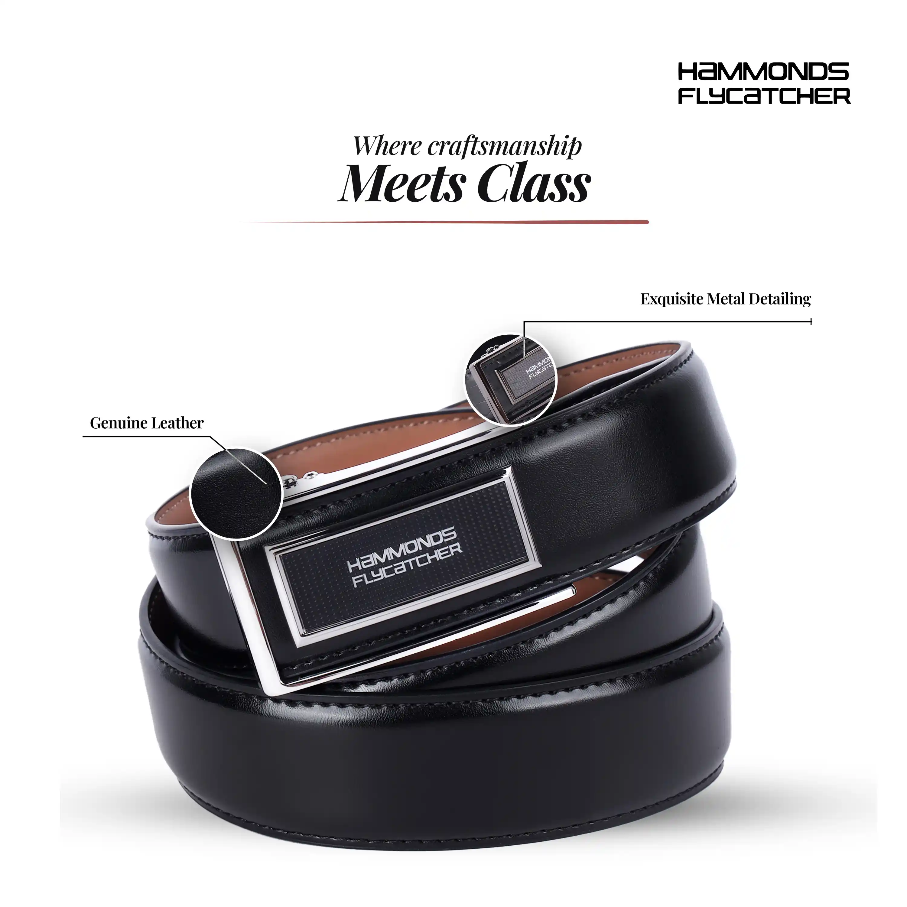 Men's Premium Leather Belt with Auto Lock, Slide Lock & Hidden Tail - Stylish Everyday Wear - Image 15