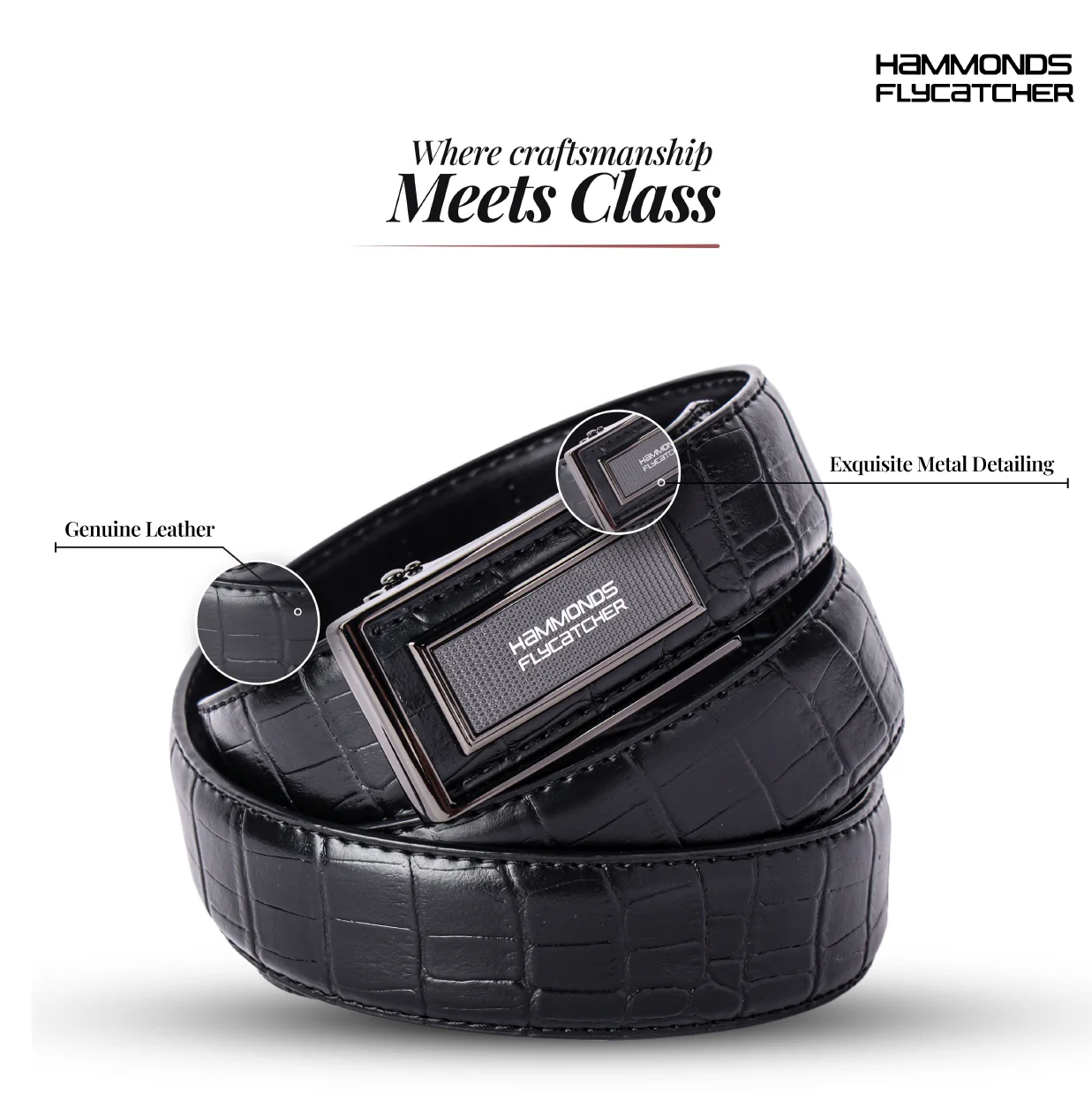 Men's Premium Leather Belt with Auto Lock, Slide Lock & Hidden Tail - Stylish Everyday Wear - Image 6