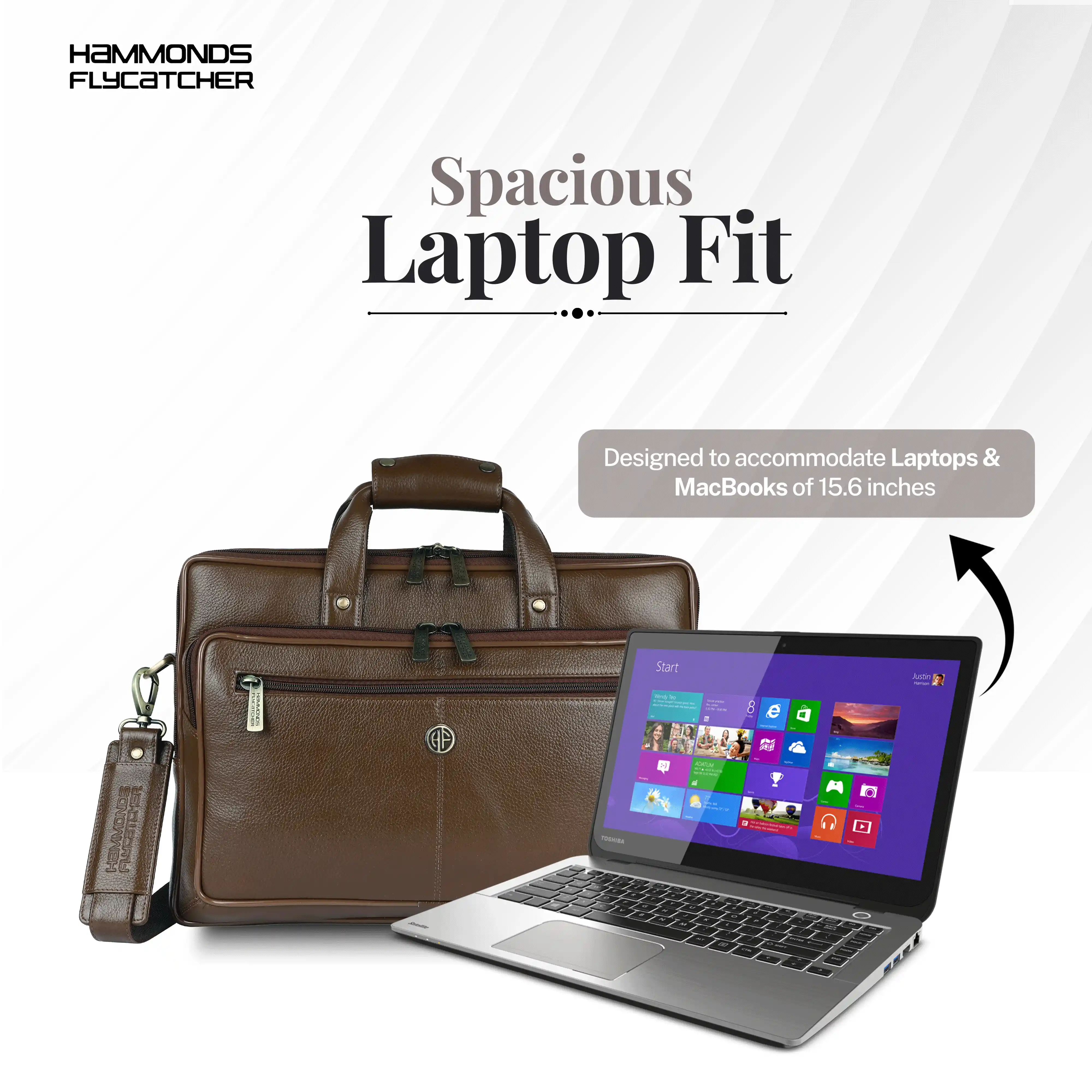 Office Shoulder Bag for Laptop - Genuine Leather - Fits 14 to 15.6 Inch Laptop/MacBook - 1 Year Warranty - Image 16