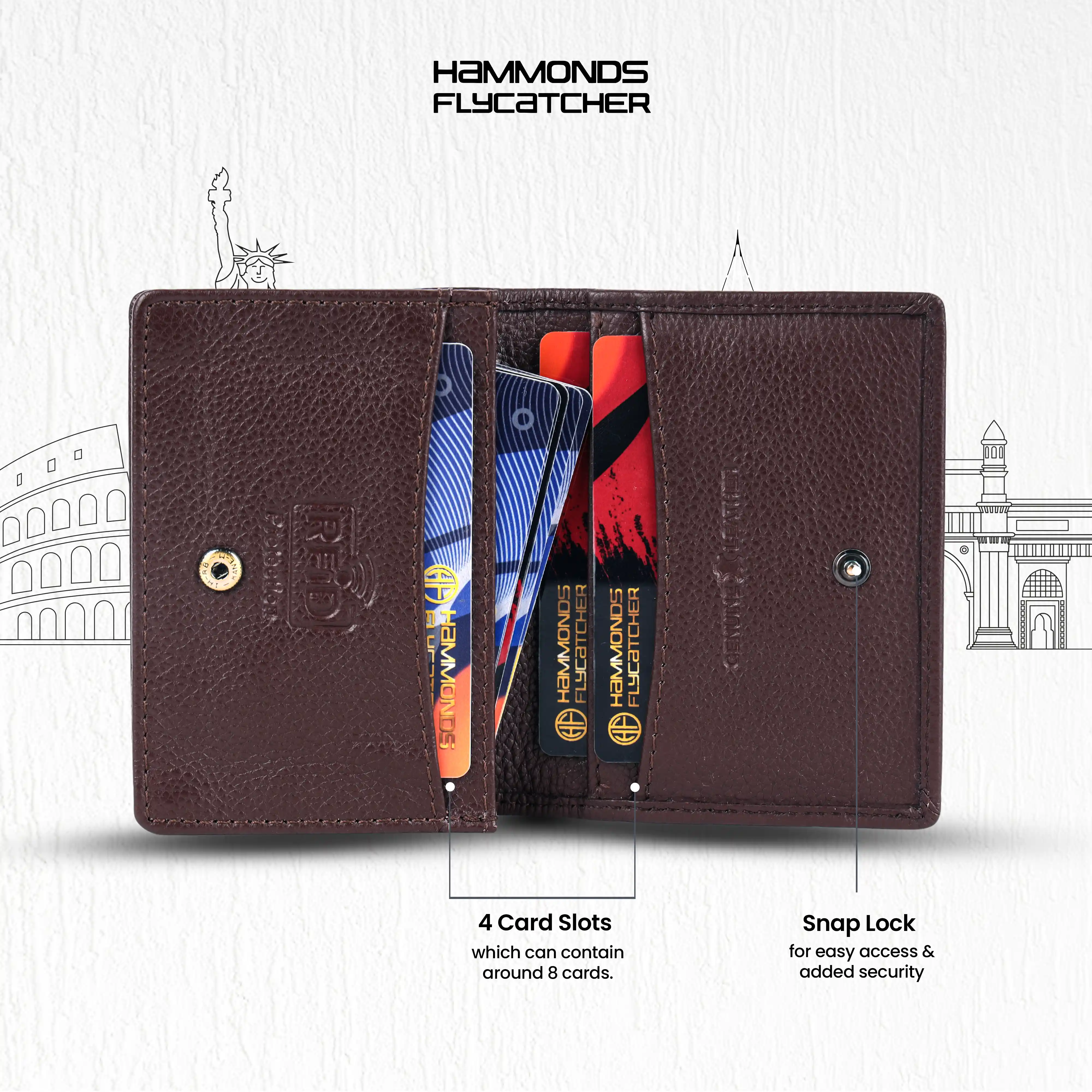 Premium Leather Card Holder - RFID Protected, Holds 8 Cards - Slim Bi-Fold Wallet for Credit/Debit - Stylish & Secure - Image 55