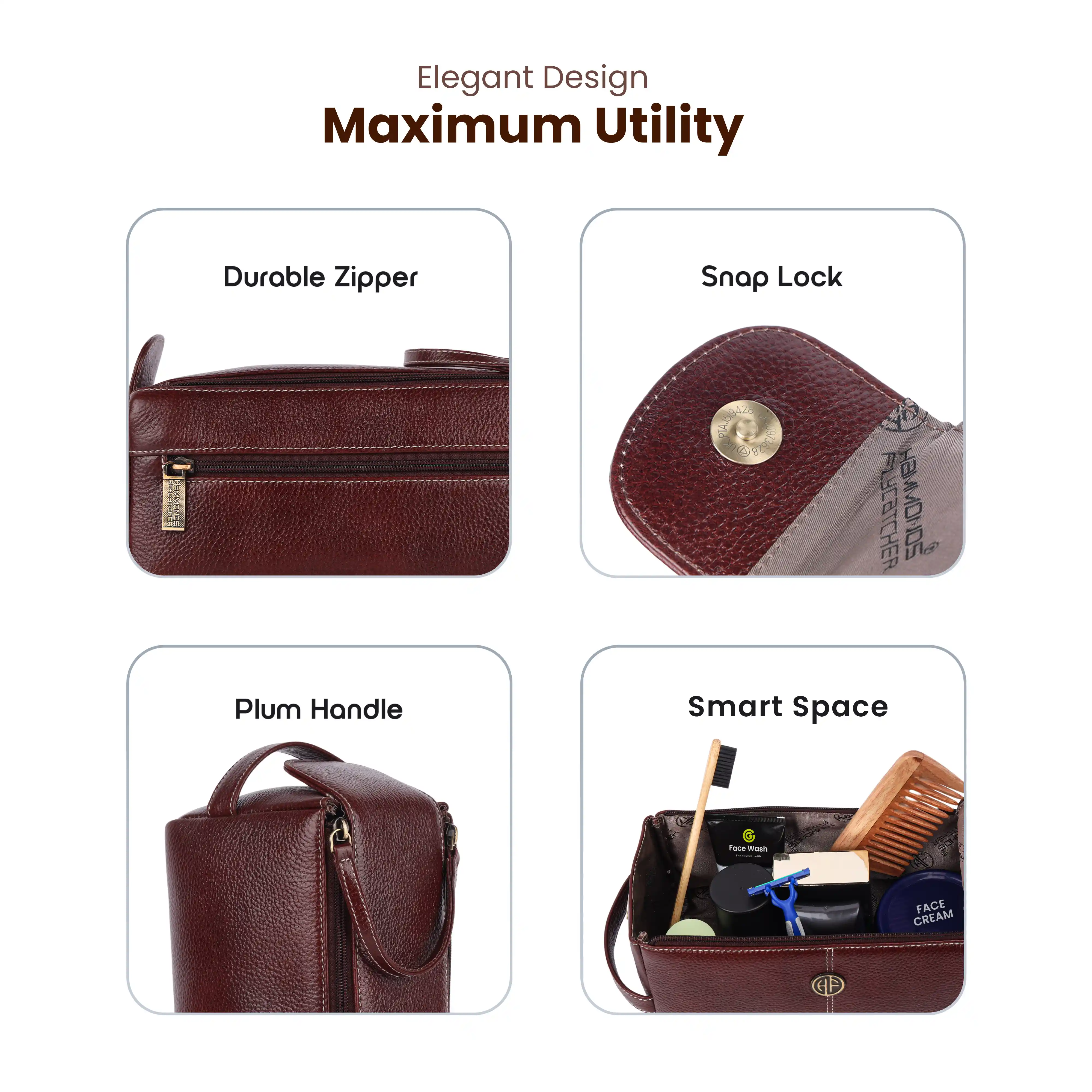 Premium Leather Toiletry Bag For Men And Women - Image 12