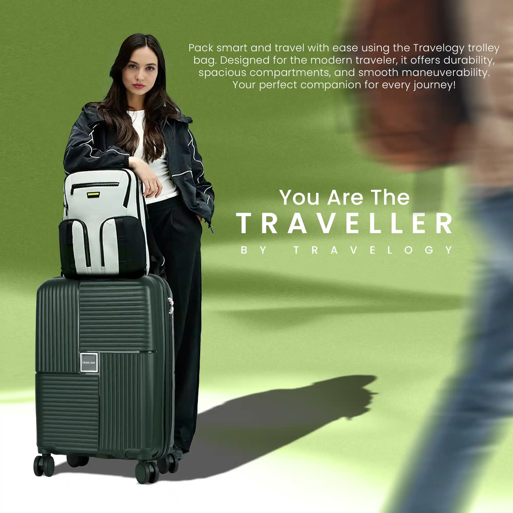 Hard-Sided 8 Wheels Trolley Bags for Travel, Set of 2 (Medium + Cabin) - Polypropylene Trolley Bag with Telescopic Handle & 360° Spinner - Image 3